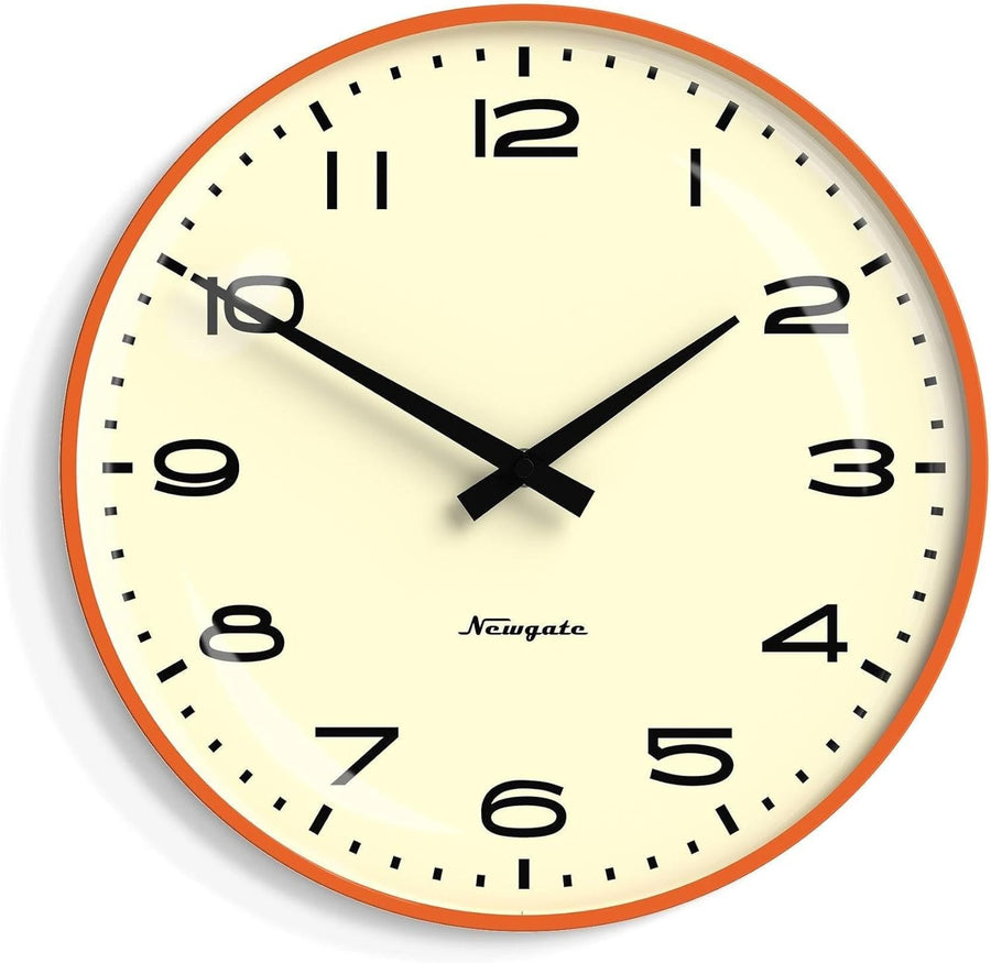Retro Wall Clock 33cm Silent Non-Ticking Large Orange Kitchen Office