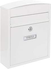 Wall Mounted Steel Mailbox White | Compact Lockable Post Box | Outdoor