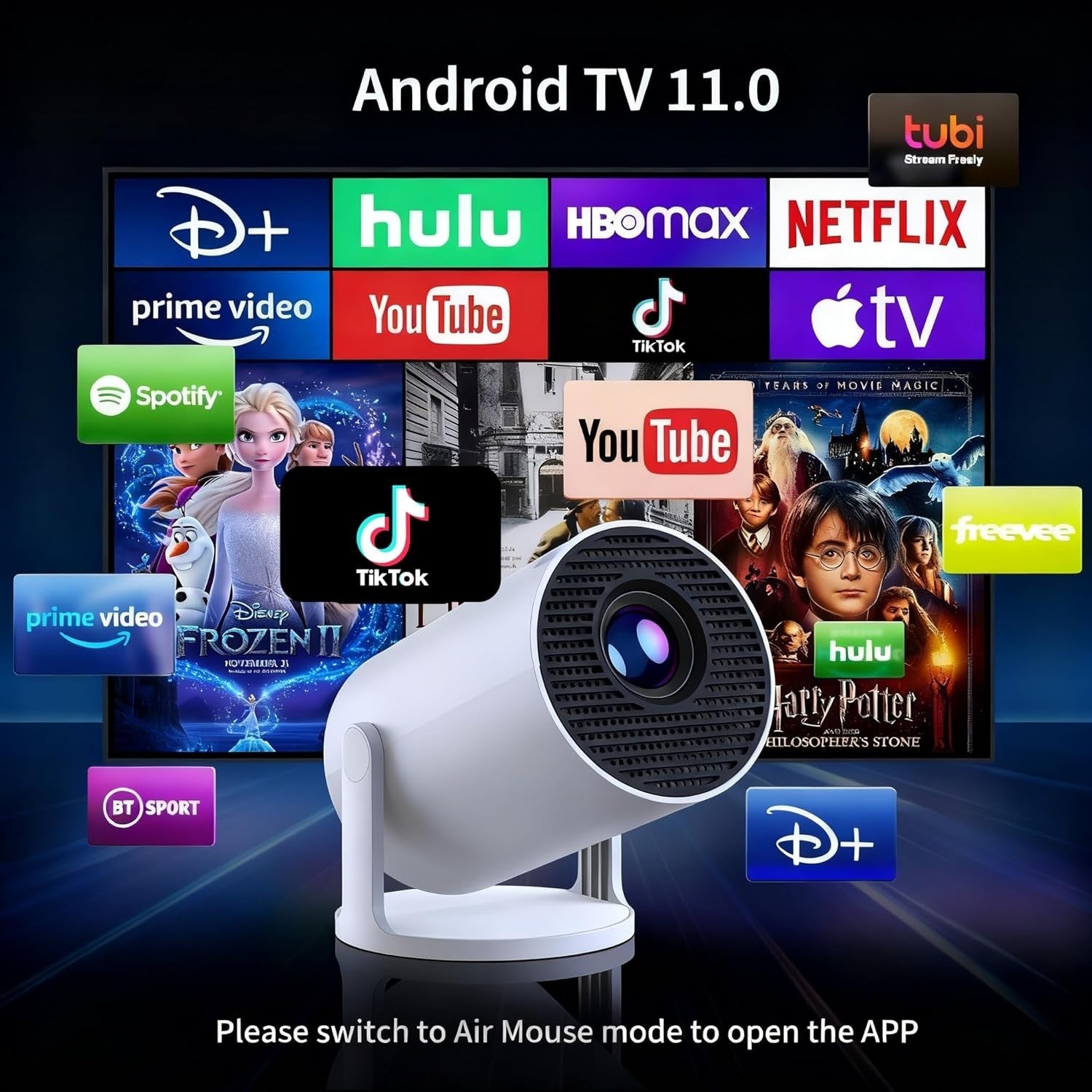 1080P WiFi Android Mini Projector 18000 Lumens Bedroom Home Cinema