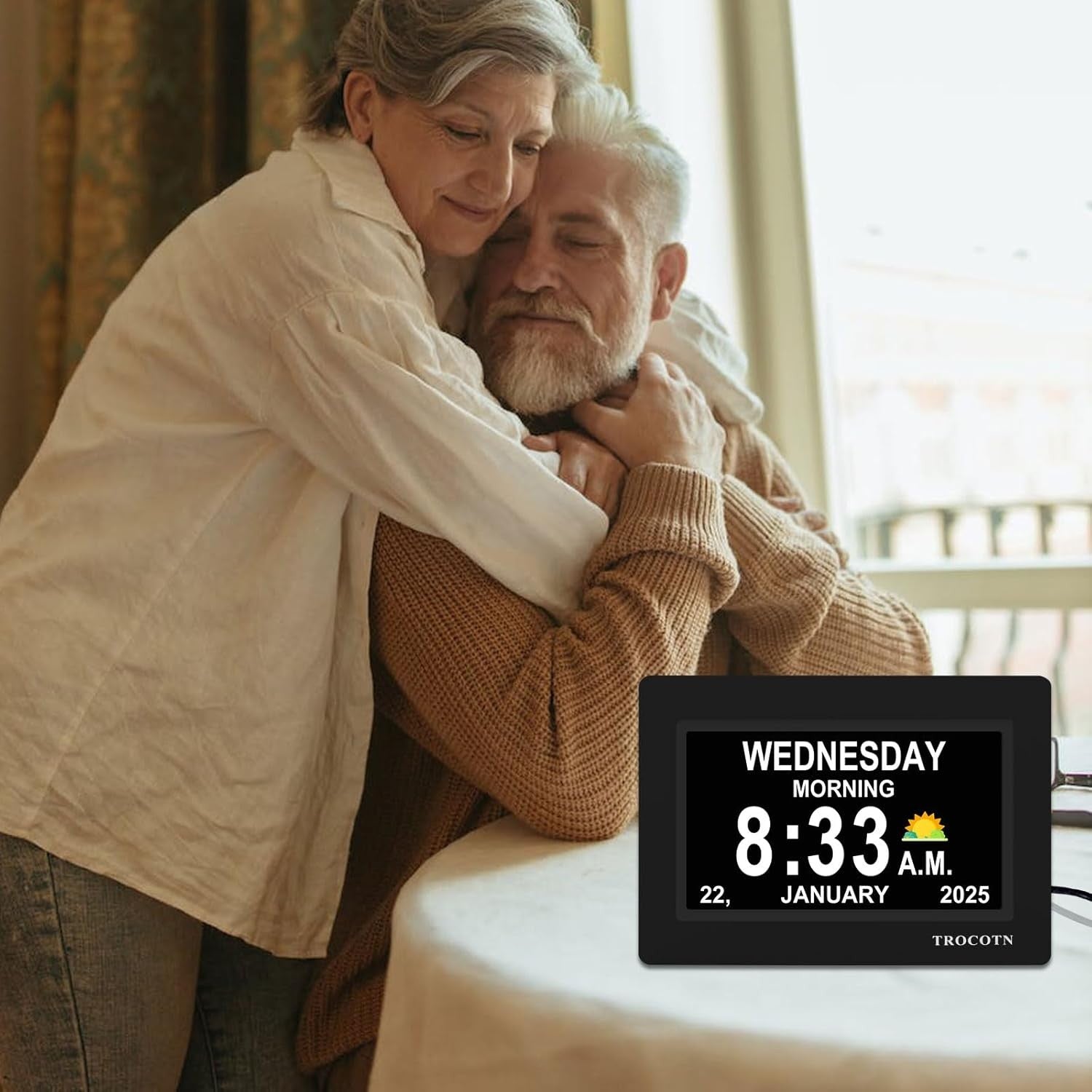 7” Dementia Digital Clock Large Day Date Display Auto Dimming Elderly