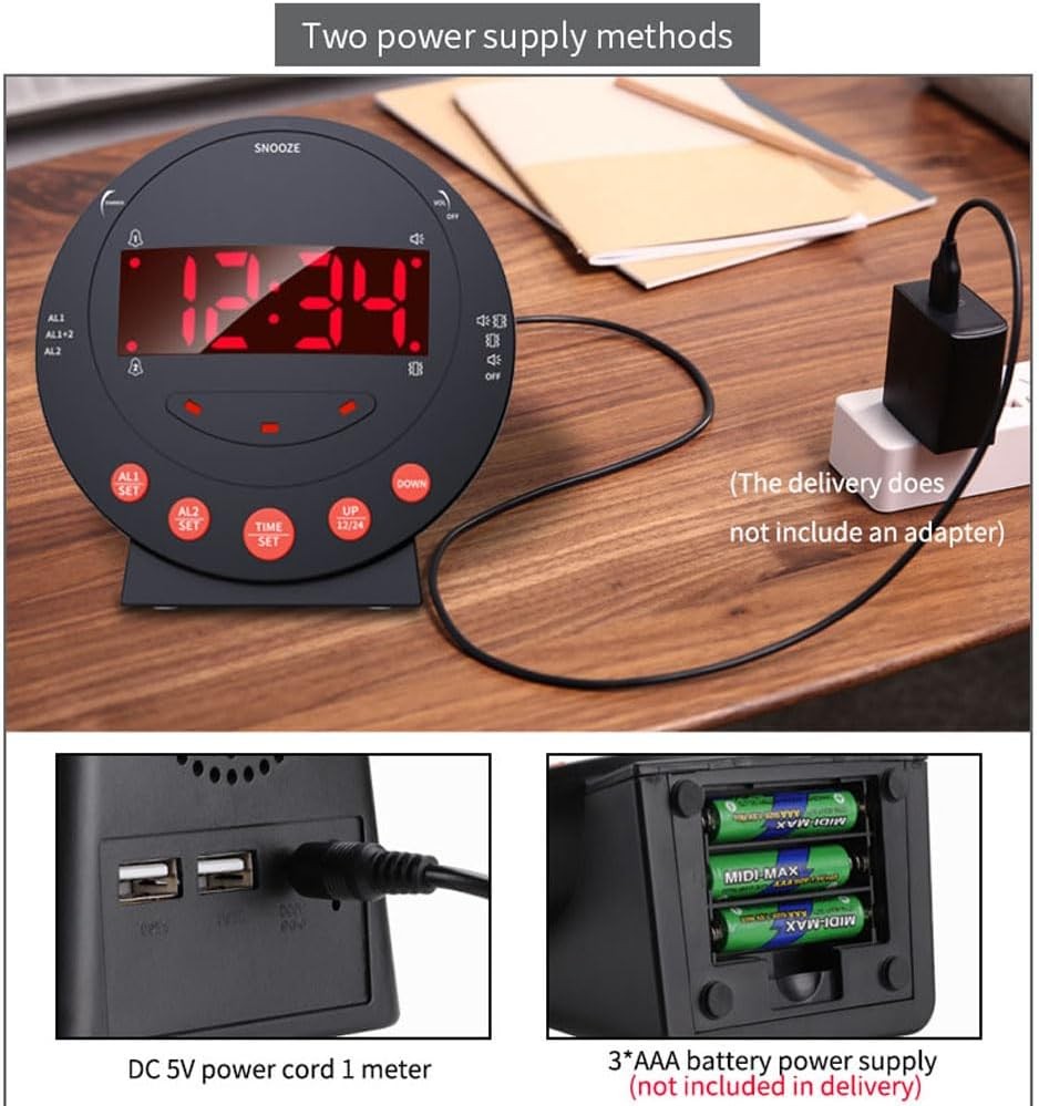 Loud Vibrating Alarm Clock Bed Shaker for Heavy Sleepers Deaf Elderly