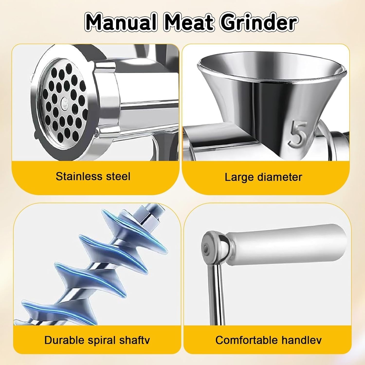 Manual Meat Grinder Sausage Stuffer Stainless Steel Mincer Clamp