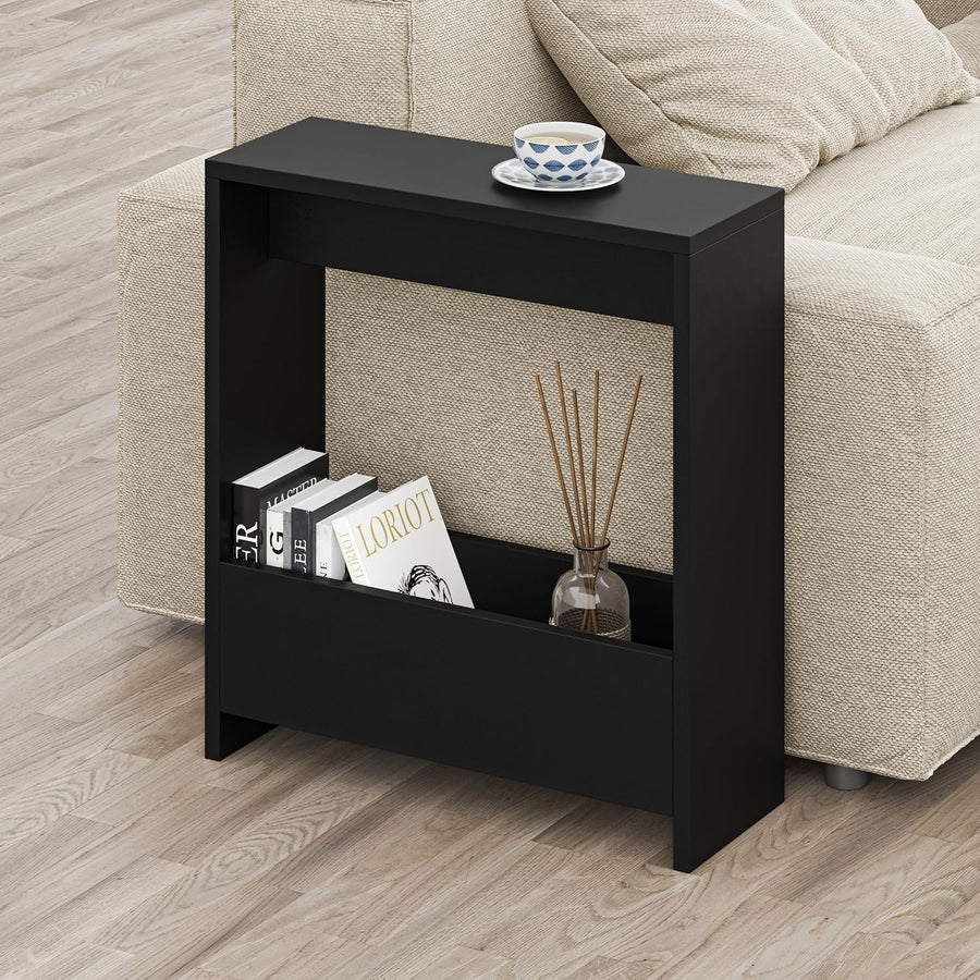 2-Tier Side Table with Magazine Rack, End Desk & Storage 55x20x60cm