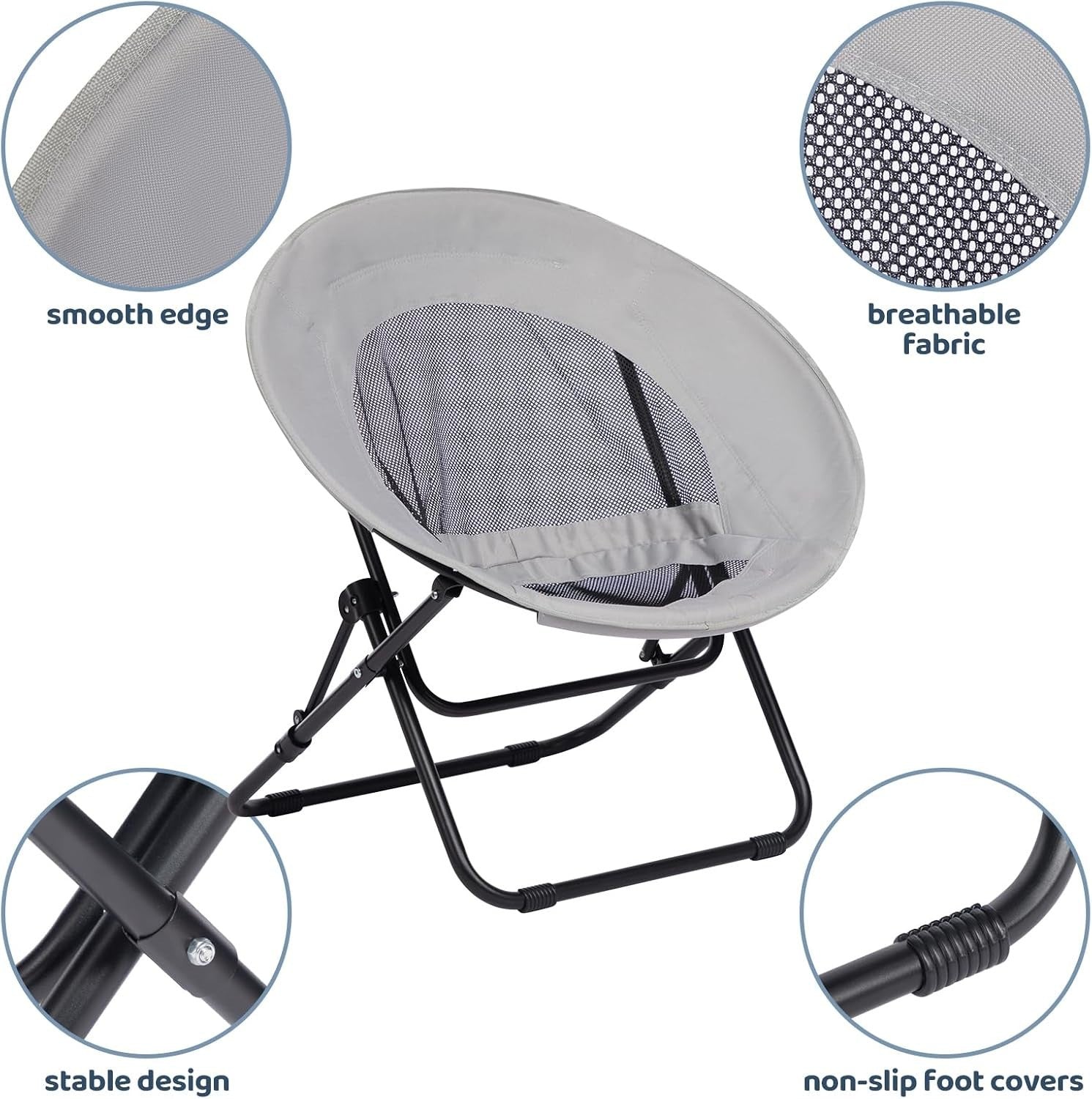 Foldable Plush Saucer Chair – Comfy Moon Armchair for Living Room & Bedroom