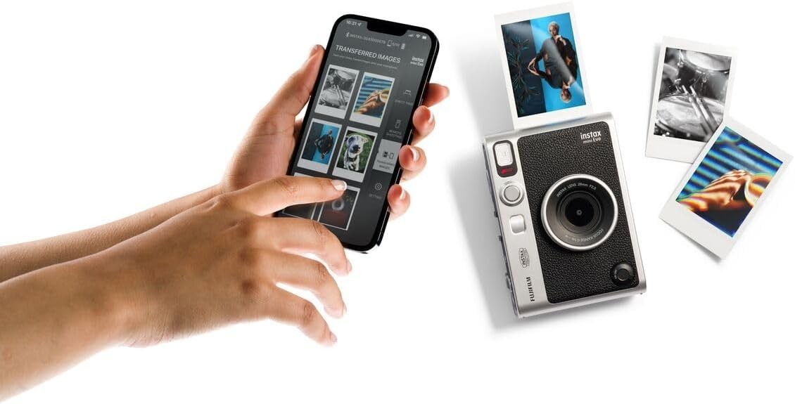 Instant Camera Printer Bluetooth LCD Screen 100 Effects Black Mini