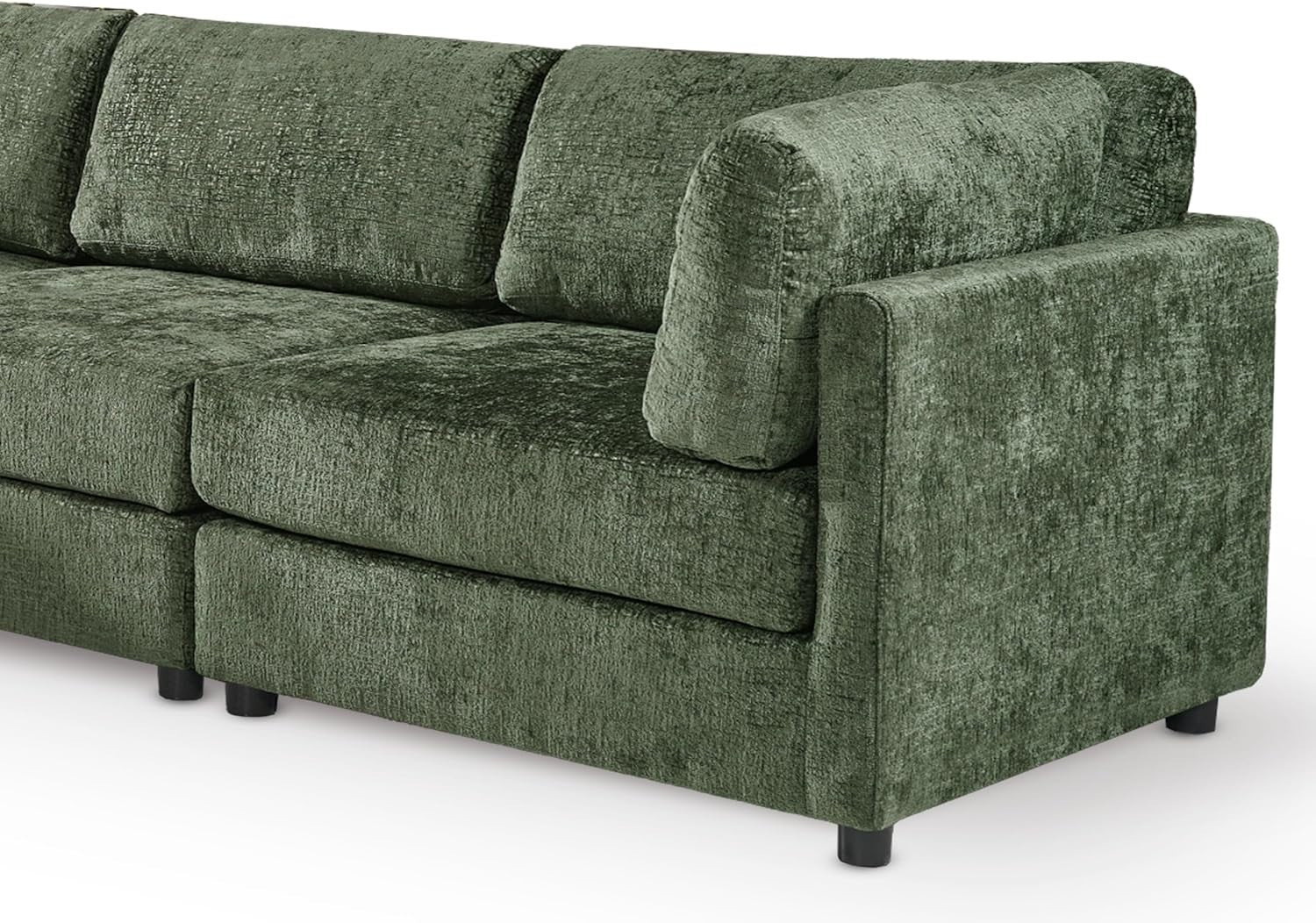 Large Green Chenille Modular Corner Sofa – 5 Seater L Shape 260cm x 260cm