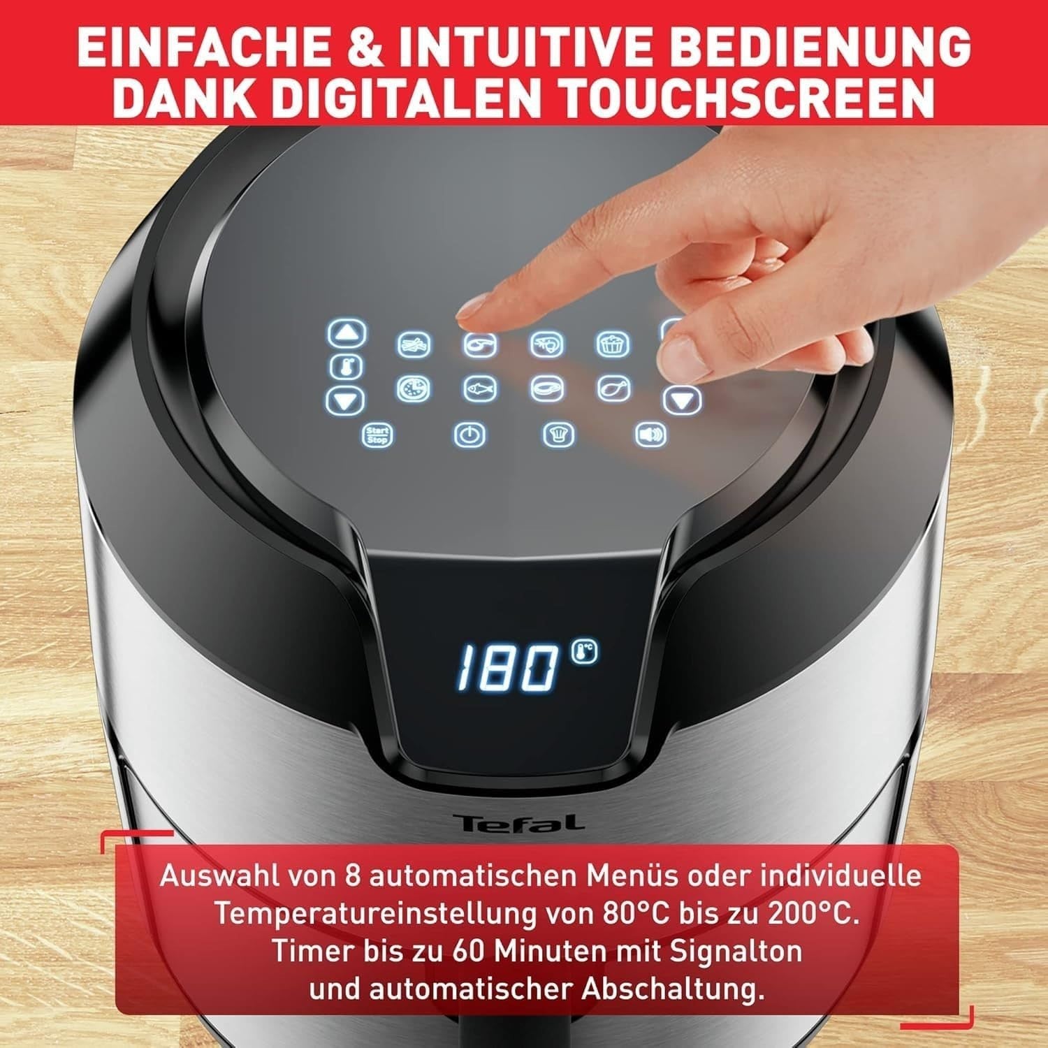 XL Air Fryer 4.2L 1500W Digital Touchscreen 6 Programs Grill Roast Bake