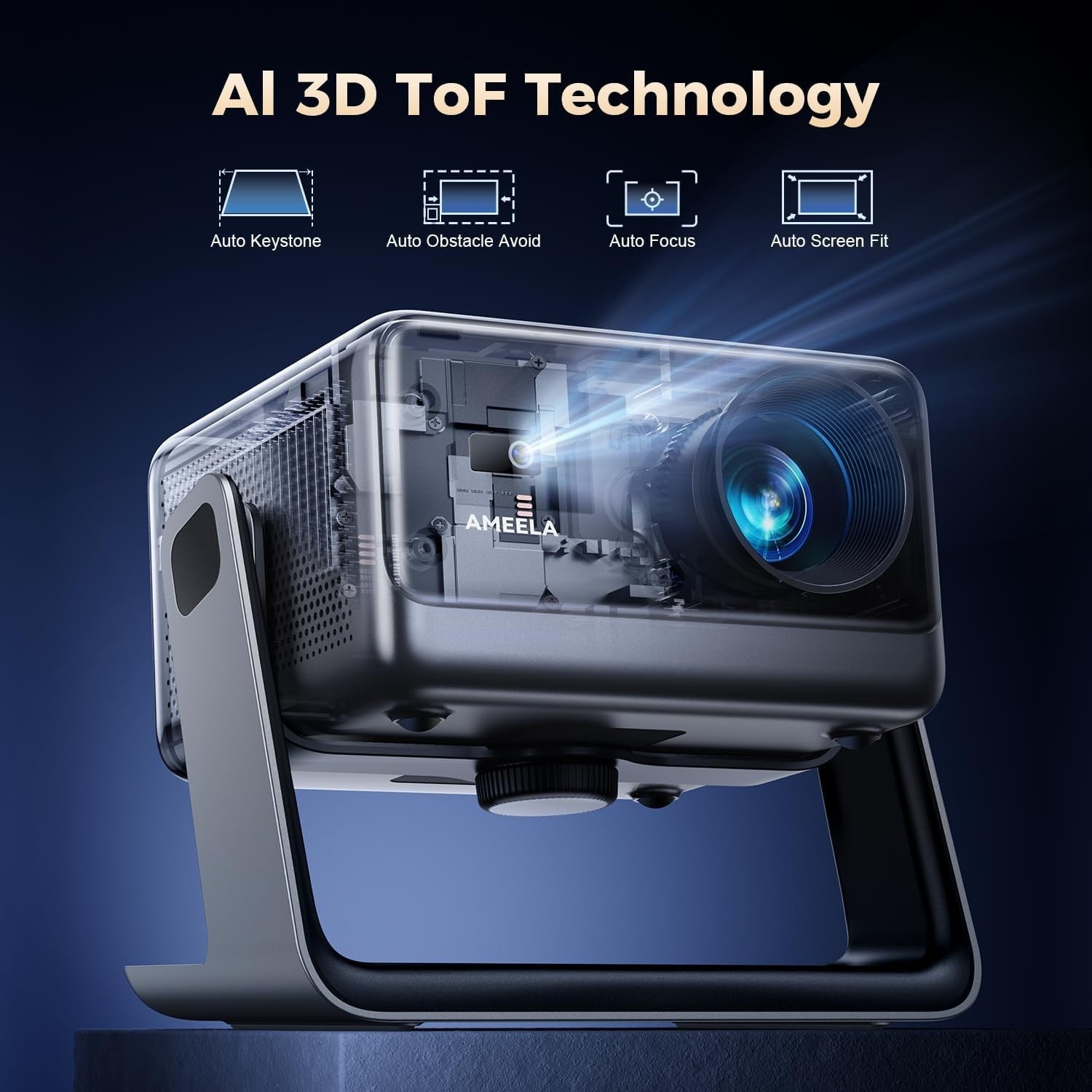 Smart 1080P Projector 4K WiFi 6 Bluetooth Dolby Auto Focus Netflix
