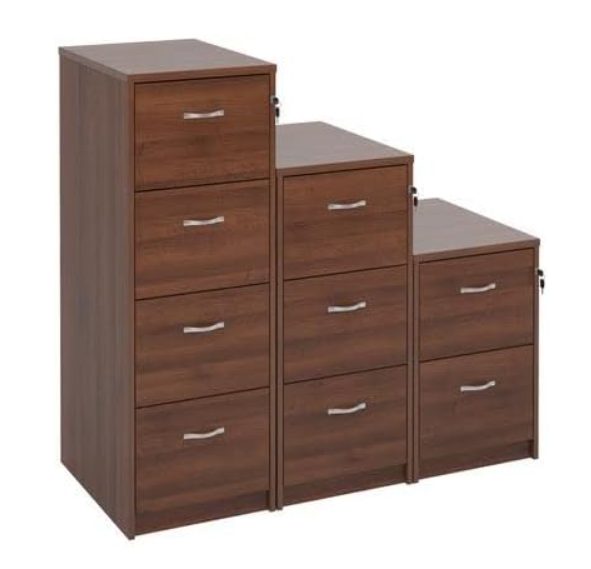 Oak Wooden Filing Cabinet 4 Drawer Lockable 136cm Tall Office Storage