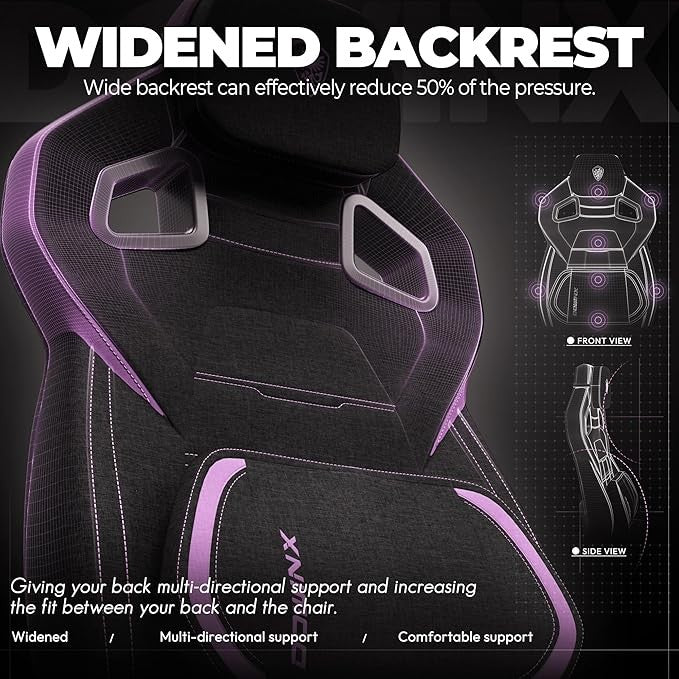 Dowinx Fabric Gaming Chair w/ Footrest Large Black/Purple