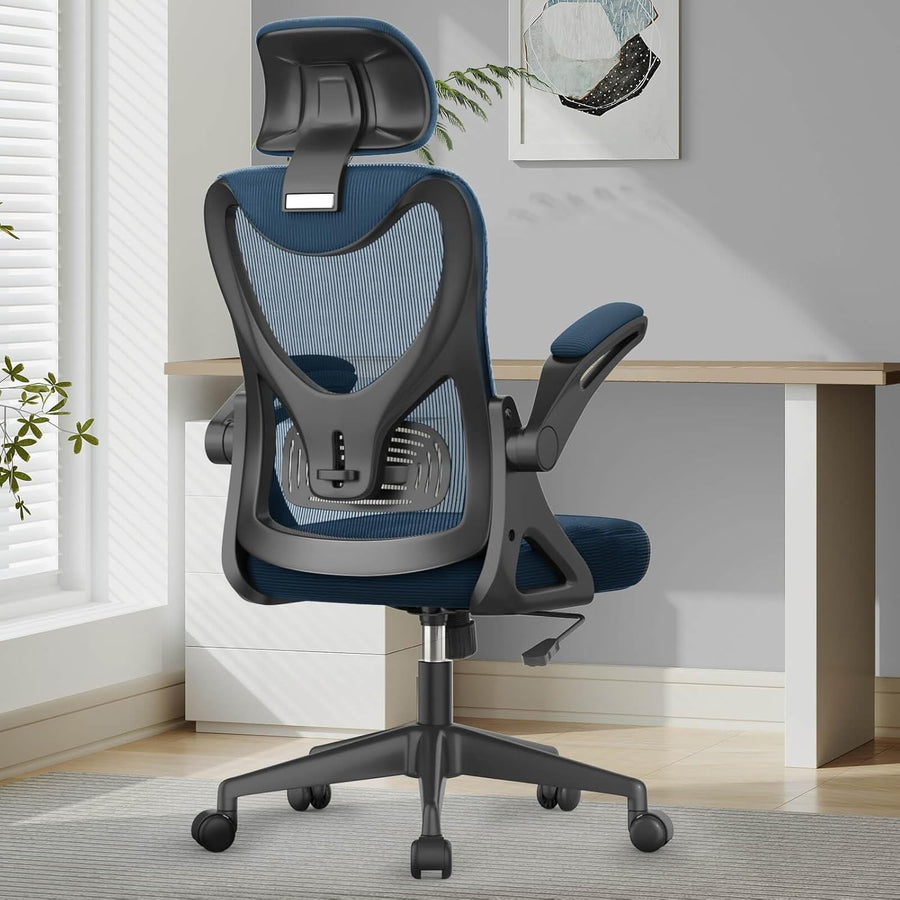 Ergonomic Office Chair High Back Mesh Flip-up Armrests Adjustable Lumbar Support