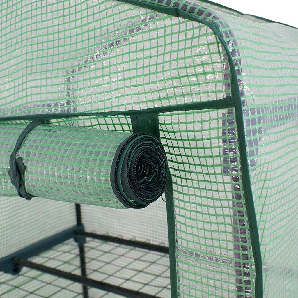 4 Tier Mini Greenhouse with Reinforced PE Cover & Steel Frame W69xD49xH160cm