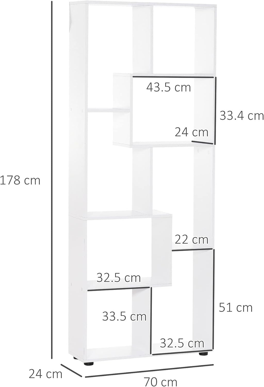 Modern 8-Cube Tall Bookcase Room Divider – Freestanding Storage Shelf White 178c