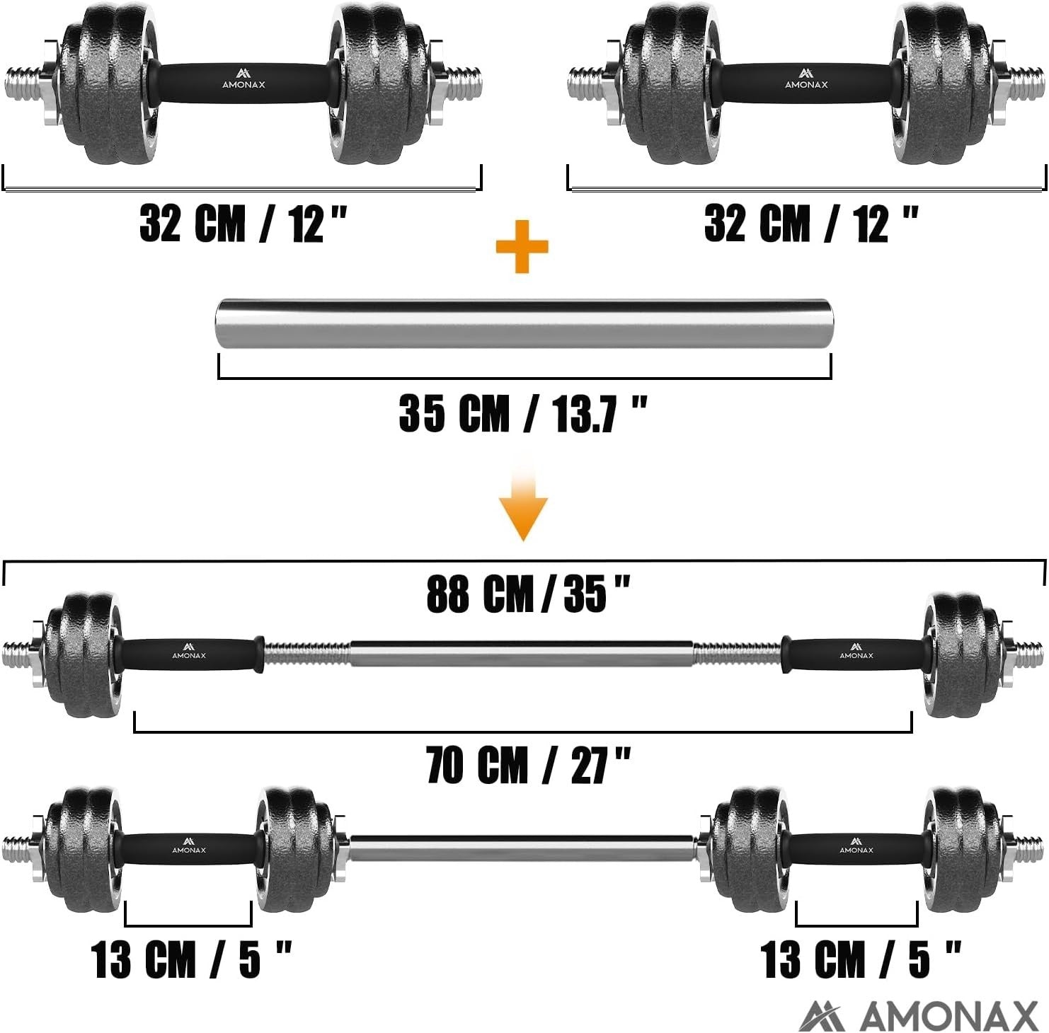 15kg Adjustable Cast Iron Dumbbell Barbell Set Spinlock Home Gym Weights
