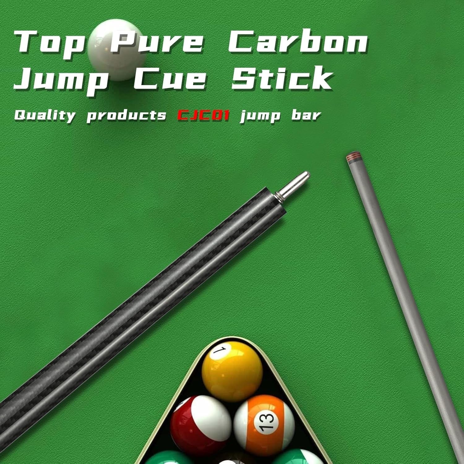 Low Deflection Pool Cue 20oz Carbon Shaft 12.5mm Tip Uni-Lock Grip