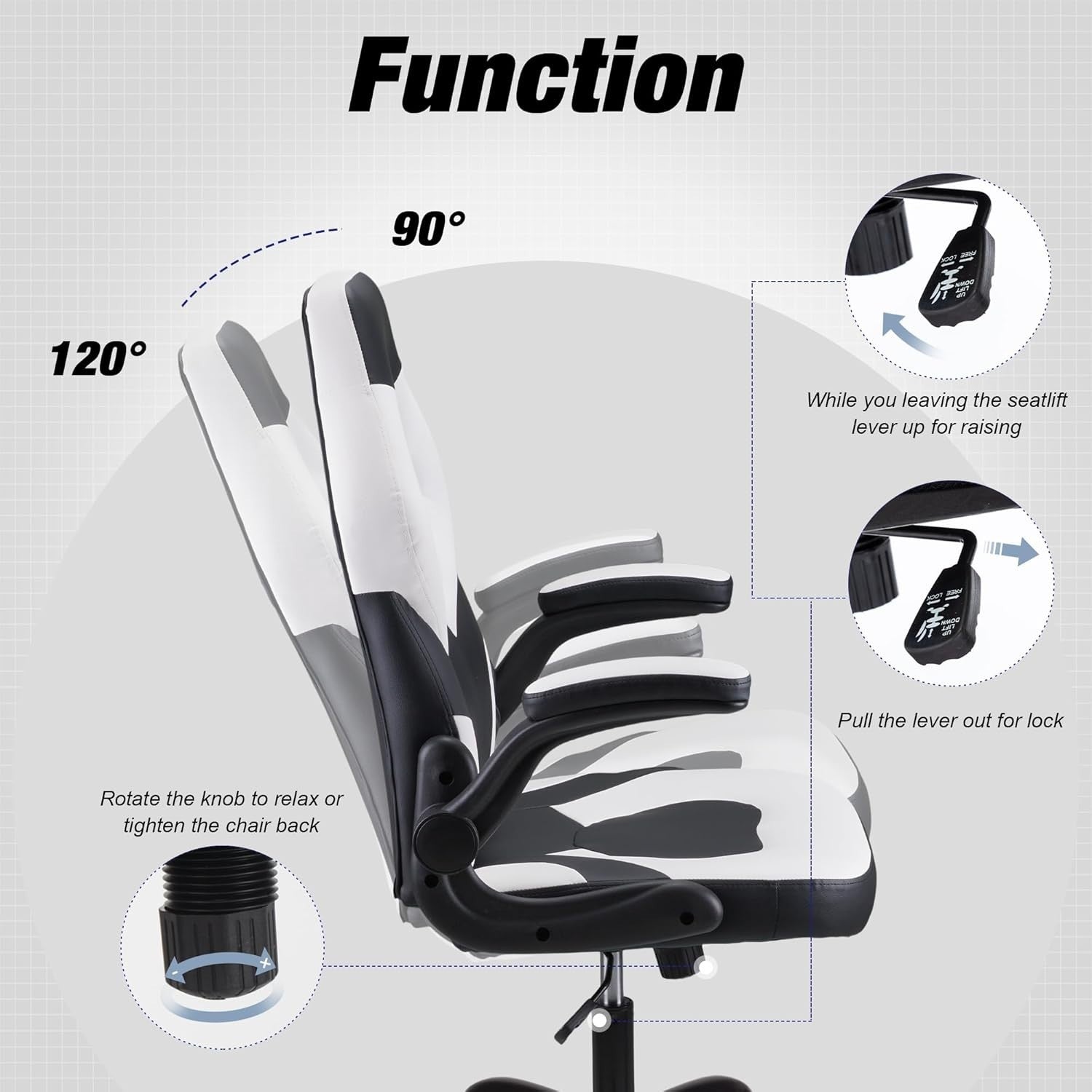Ergonomic White Gaming Chair Recliner Office Swivel Computer Desk Seat New