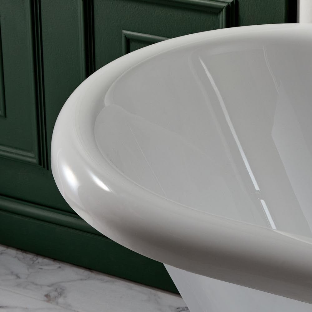 White Double Ended Freestanding Roll Top Bath 1795x785mm Copper Claw Feet