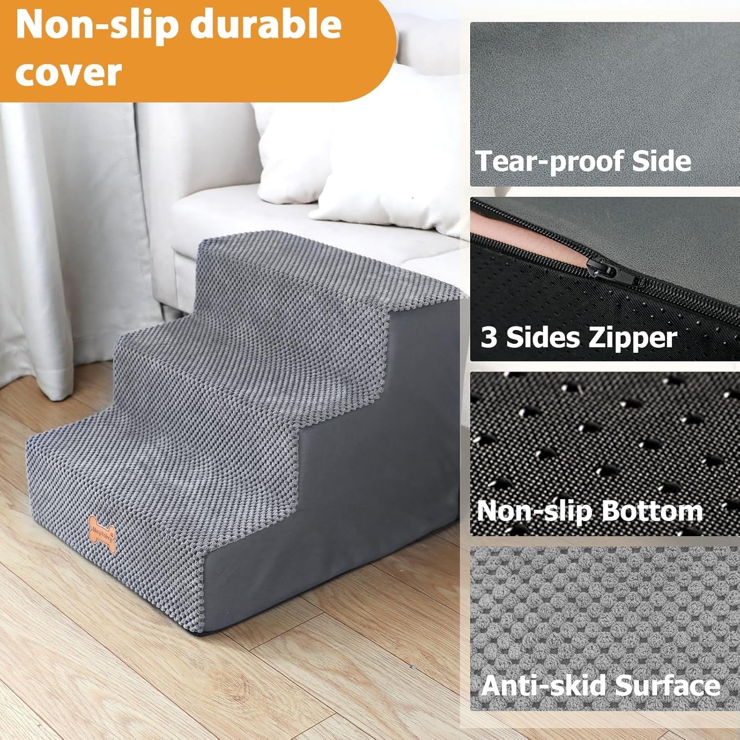 3-Step Dog Stairs Non-Slip Pet Ramp for Small Dogs Cats