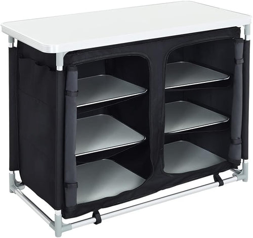 Portable Camping Kitchen Cupboard with 6 Shelves, Foldable Outdoor Storage