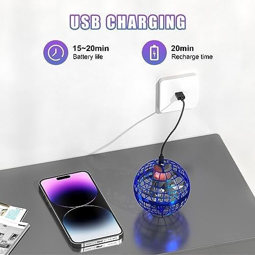 Flying Orb Ball Toy 2025 RGB Hover Spinner UFO Boomerang Drone Gift for Kids
