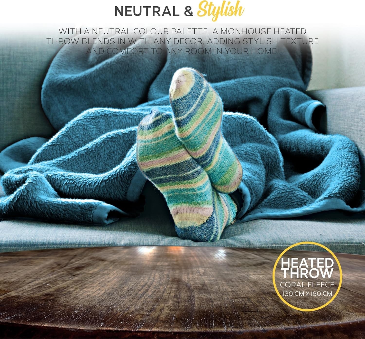 Electric Heated Throw Blanket 130x160cm 9 Heat Levels Timer Washable Teal