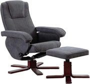 Recliner Armchair with Footstool Swivel Fabric Chair Lounge Seat Grey