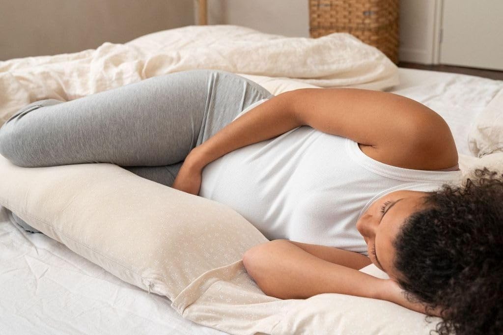 Pregnancy Pillow XXL Full Body Maternity Nursing Organic Cotton Sand