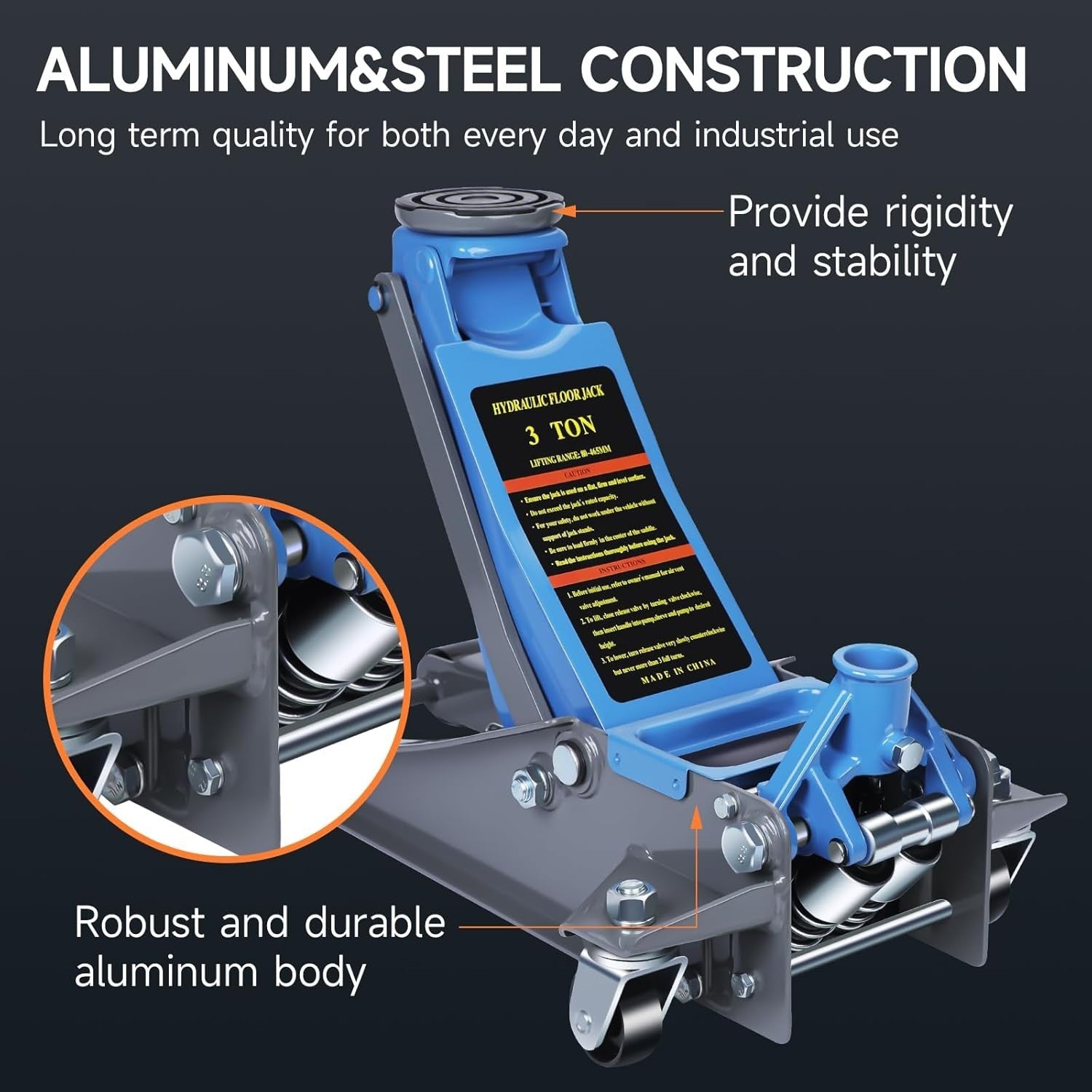 3 Ton Low Profile Hydraulic Floor Jack Aluminum Steel Fast Lift Car SUV 6600lbs
