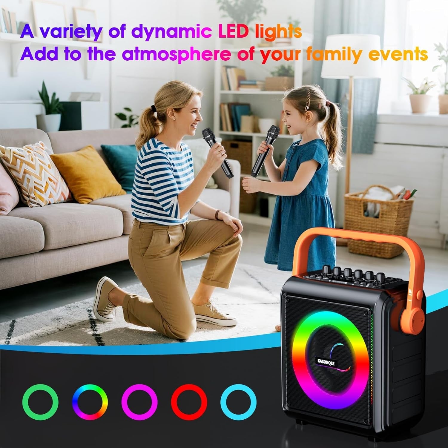Karaoke Machine with 2 Wireless Mics Bluetooth PA