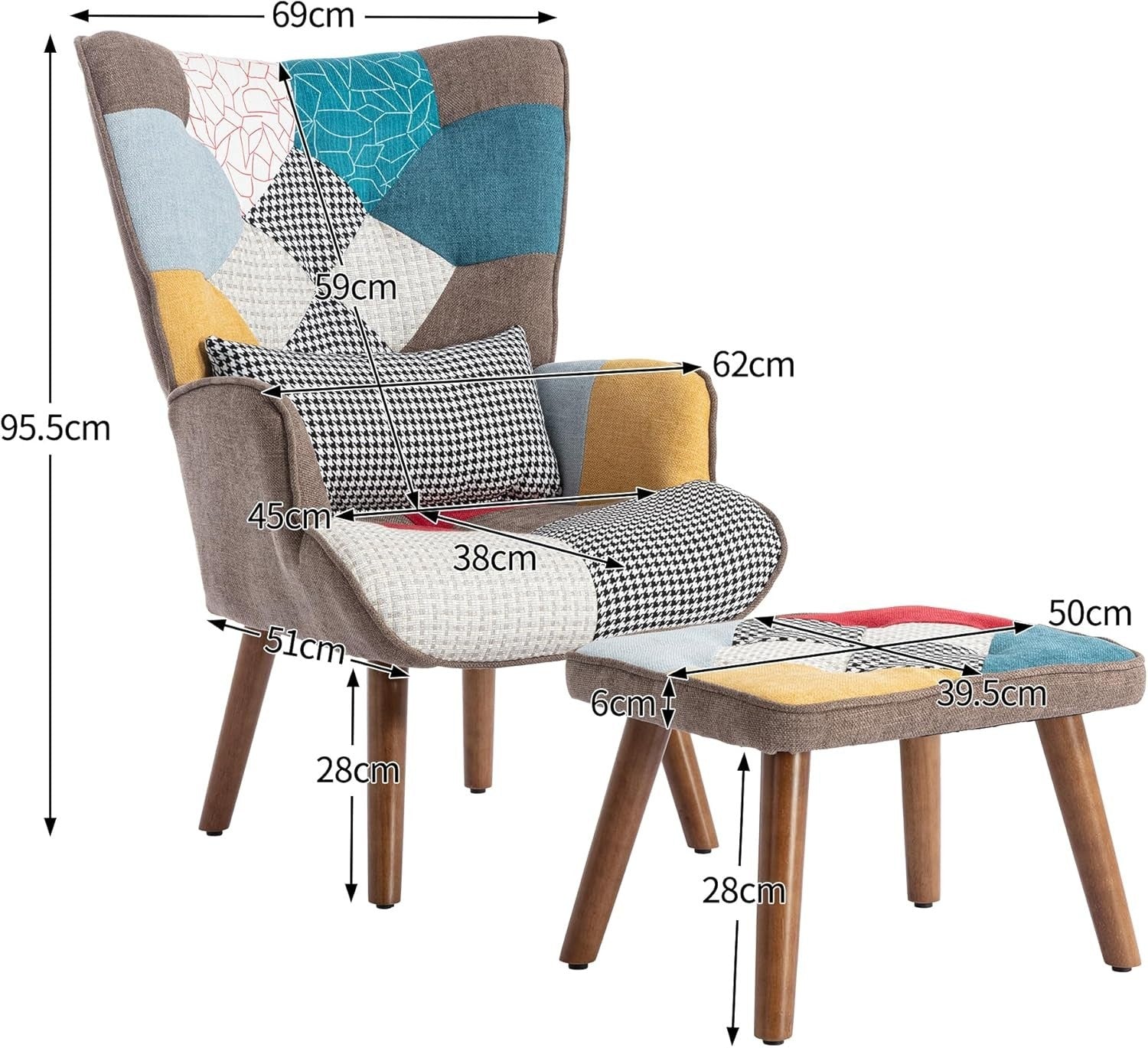 Soft Lounge Armchair with Ottoman, Comfortable Reading Chair for Living Room