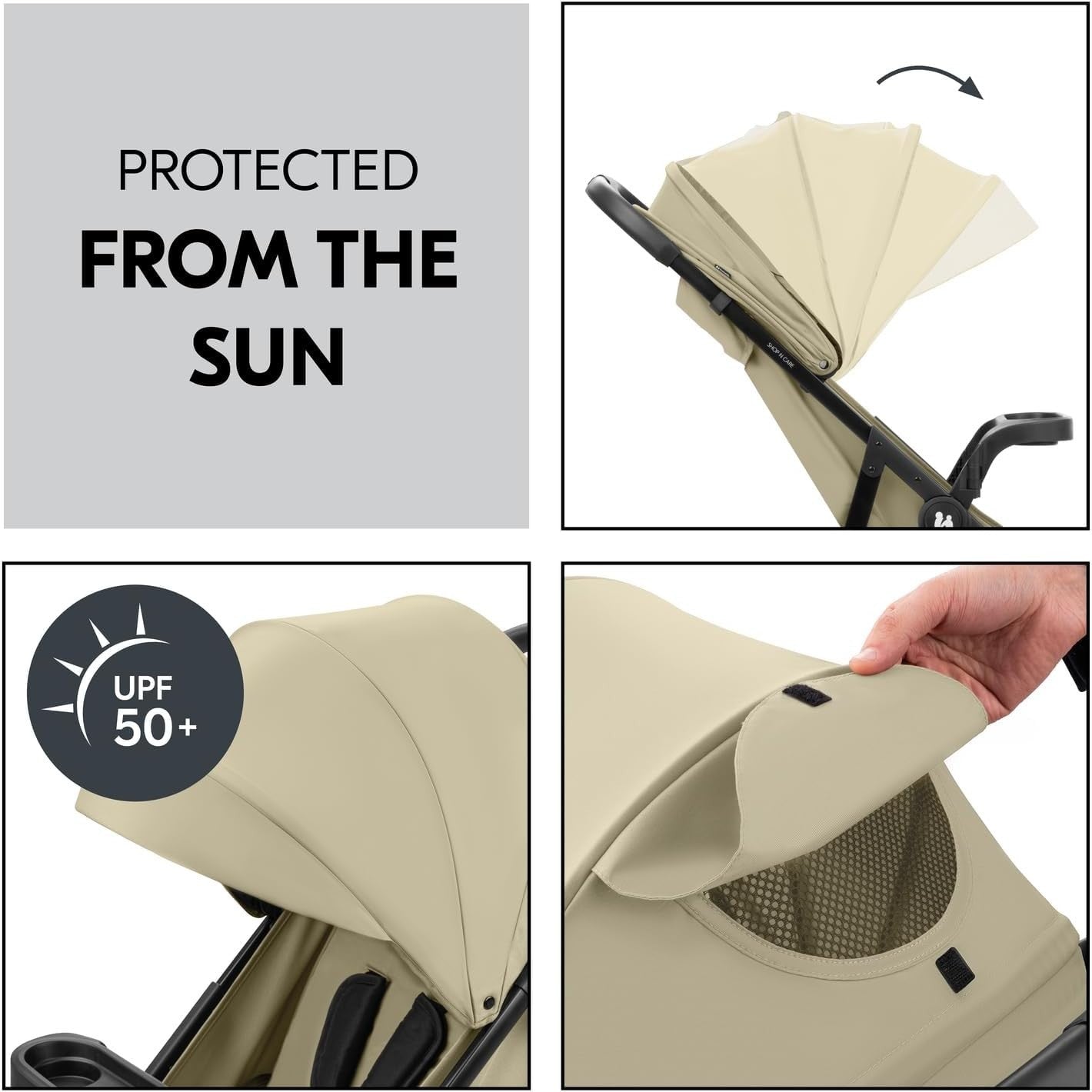 Lightweight Pushchair Foldable Pram Reclining Seat Snack Tray Cup Holder Olive