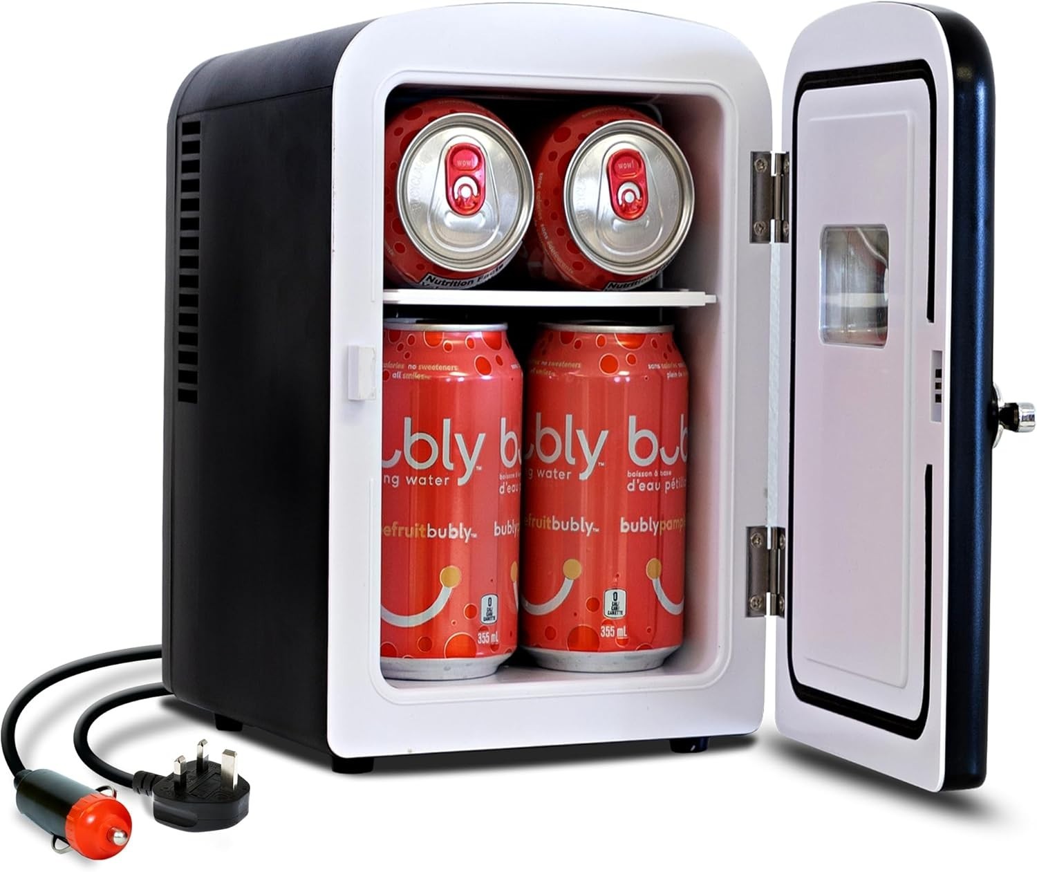 4L Mini Fridge Portable Coca-Cola Cooler Bedroom Office Dorm Black