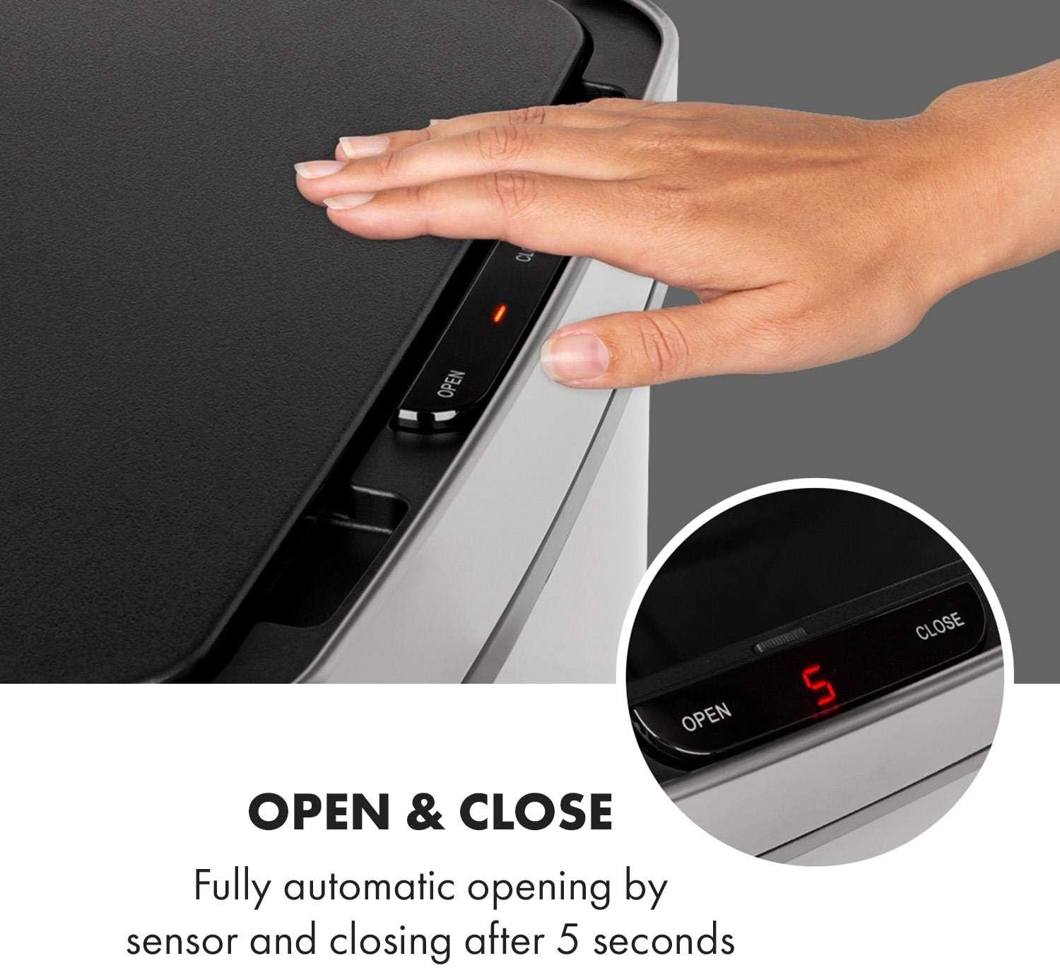 72L Touchless Kitchen Bin | Automatic Sensor Trash Can Silver