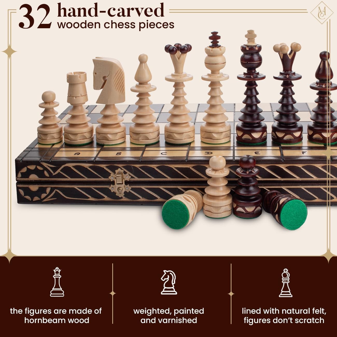 Luxury 60cm Wooden Foldable Chess Set – Large Handcrafted Board & Pieces