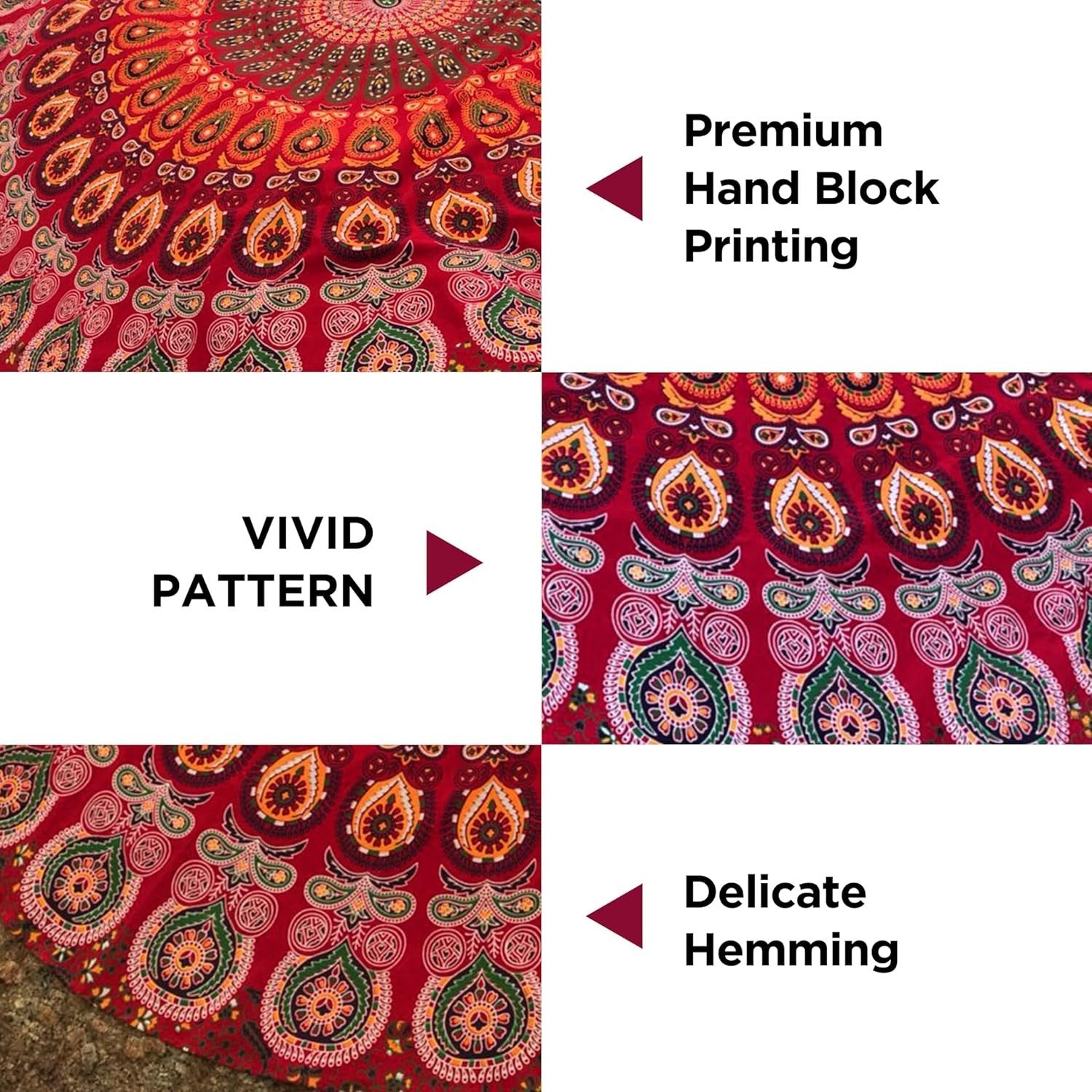 Red Mandala Tapestry 140x210cm Boho Wall Hanging Cotton Decor