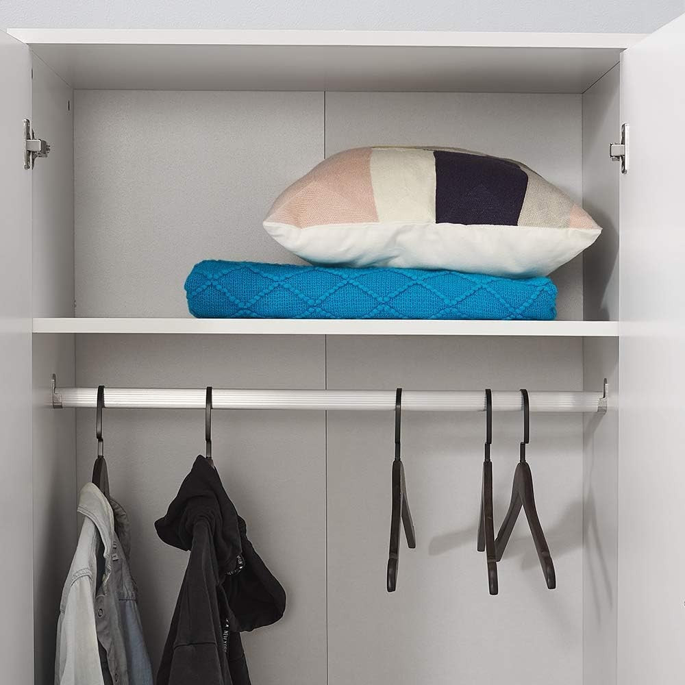 3-Door White Wardrobe with Hanging Rail & Shelves Large Bedroom Storage Cupboard
