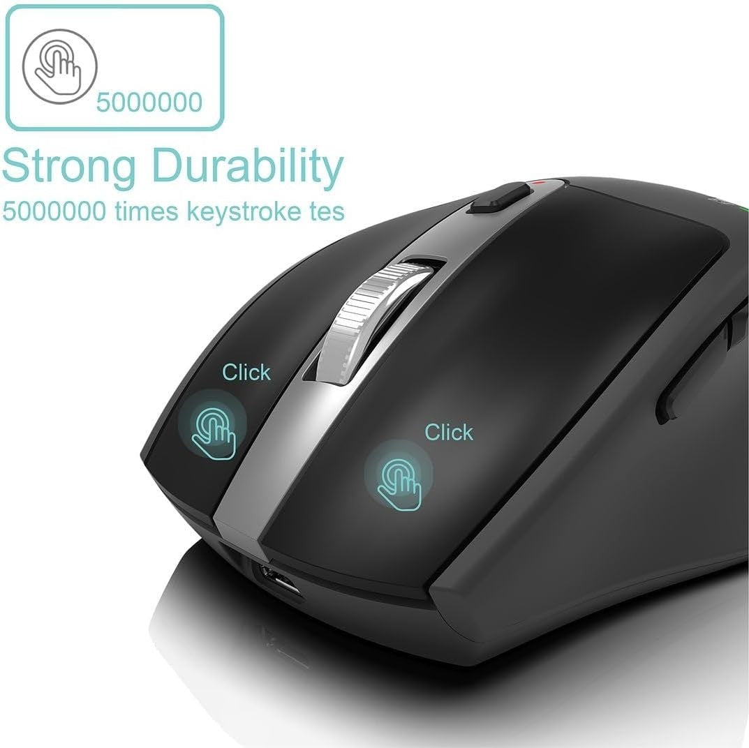 Multi-Device Bluetooth Mouse Silent Click Rechargeable Ergonomic Office PC