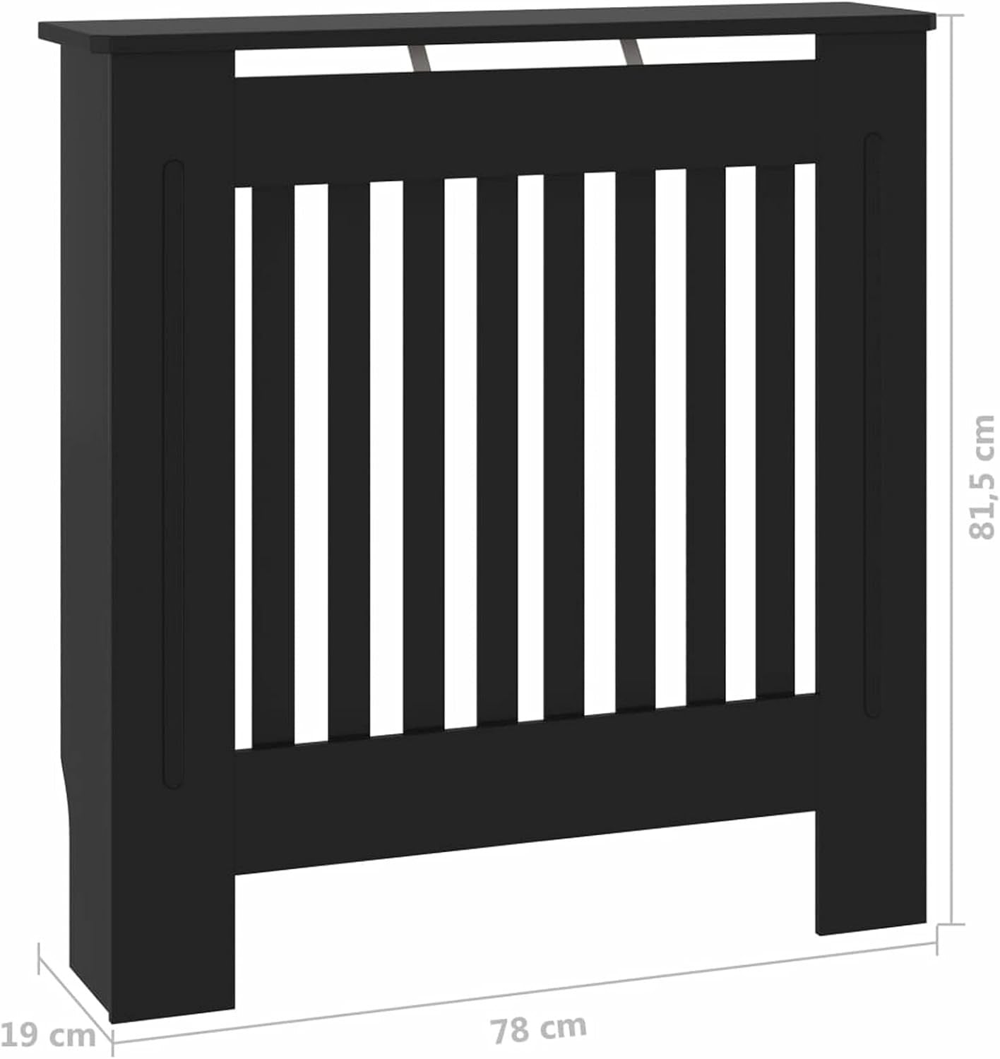 Black Radiator Cover 78x19x81.5cm Modern Slatted Design | MDF Wood Cabinet