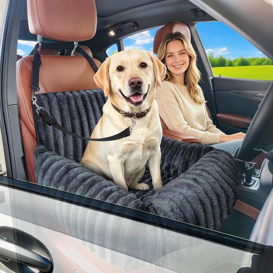Dog Car Seat Booster Bed Memory Foam Washable Travel Seat Grey