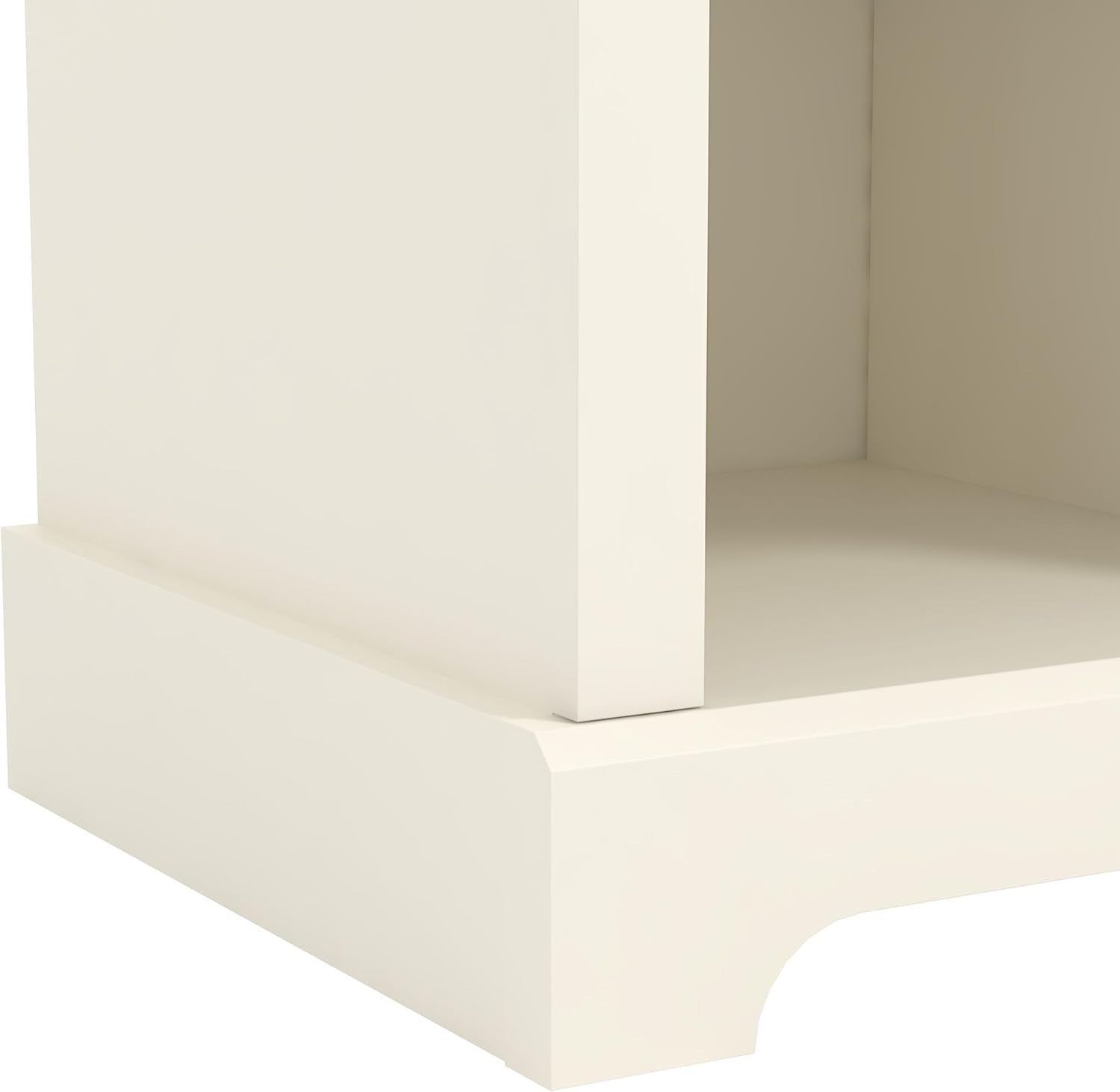 Ivory & Oak Bedside Table with Drawer | Modern Nightstand for Bedroom