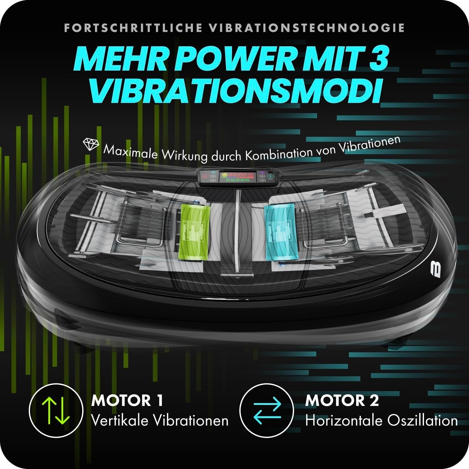 Black 3D Vibration Plate Exercise Machine Dual Motor 180 Levels