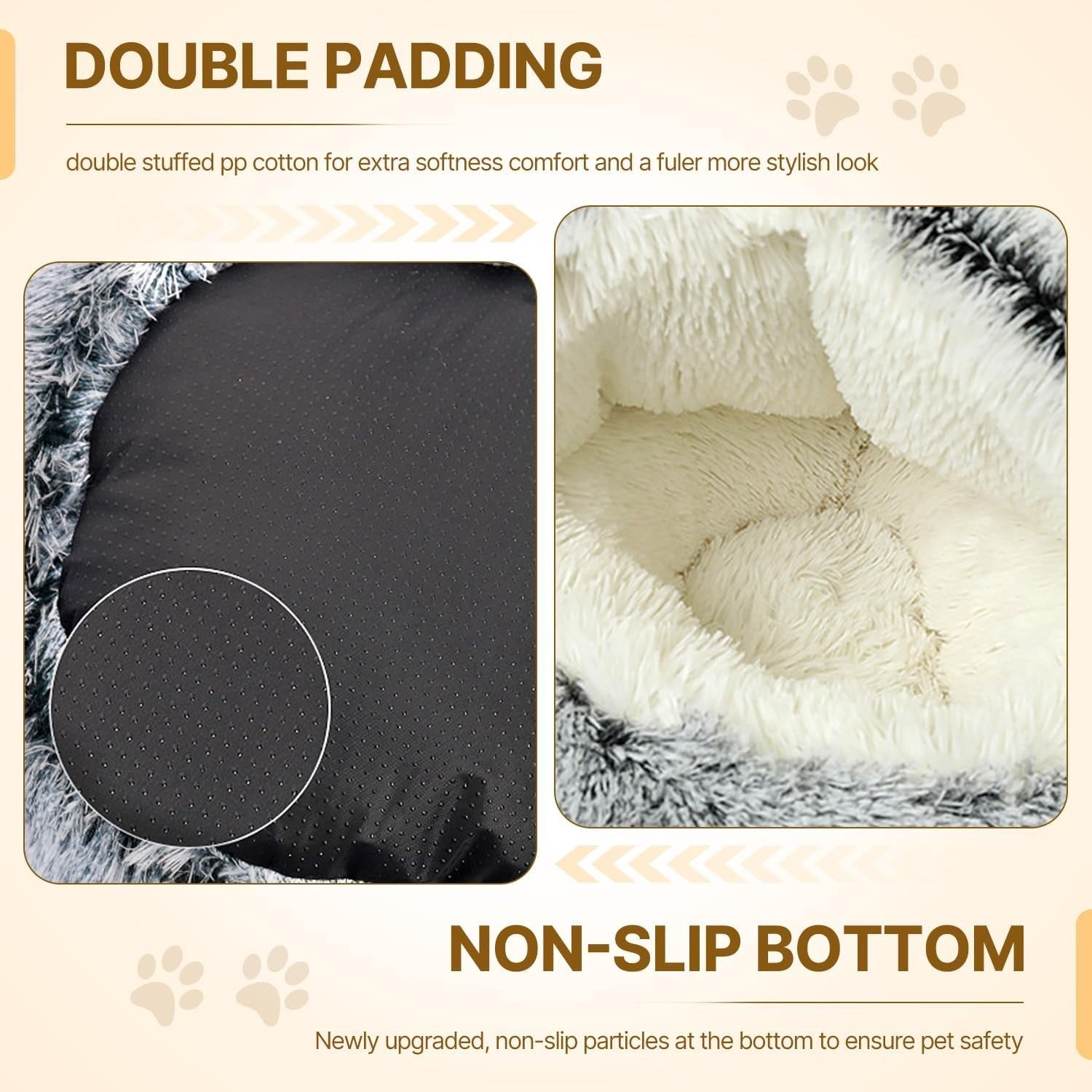 Calming Donut Cave Dog Bed 65cm Plush Washable Anti Anxiety