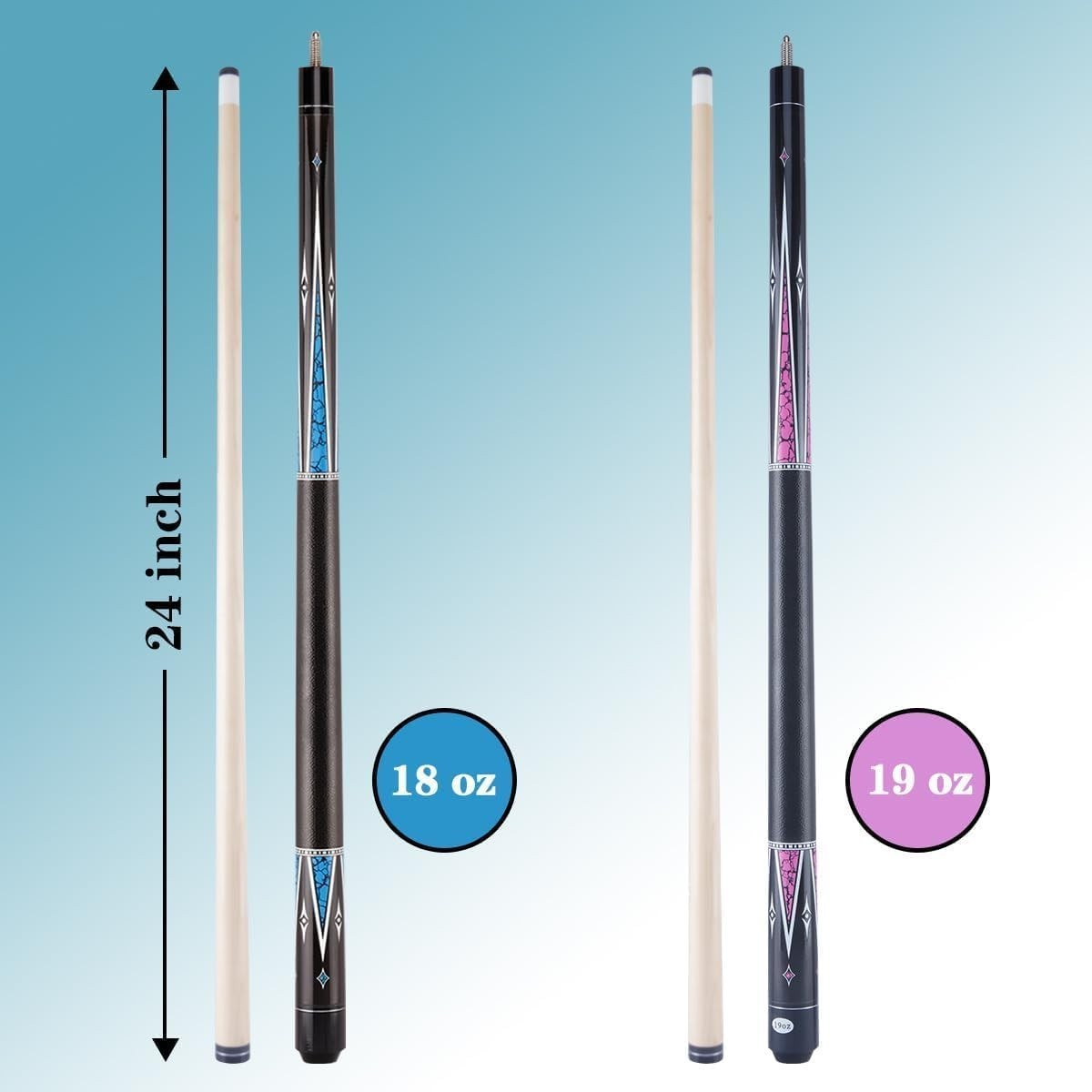 48" Short Pool Cue 18oz 19oz Canadian Maple Junior Billiard Stick