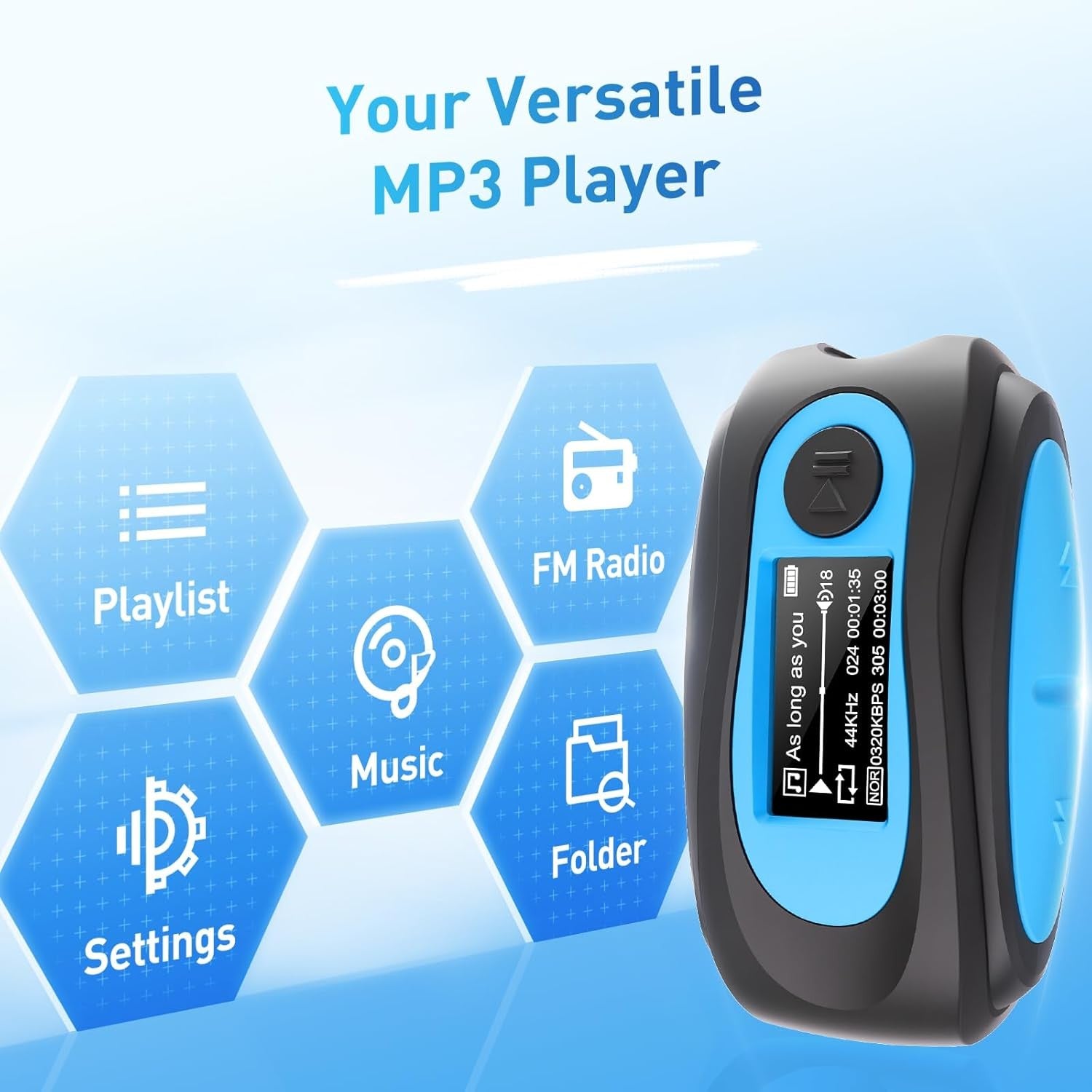 IPX8 Waterproof MP3 Player Clip 8GB Swim Surf Headphones