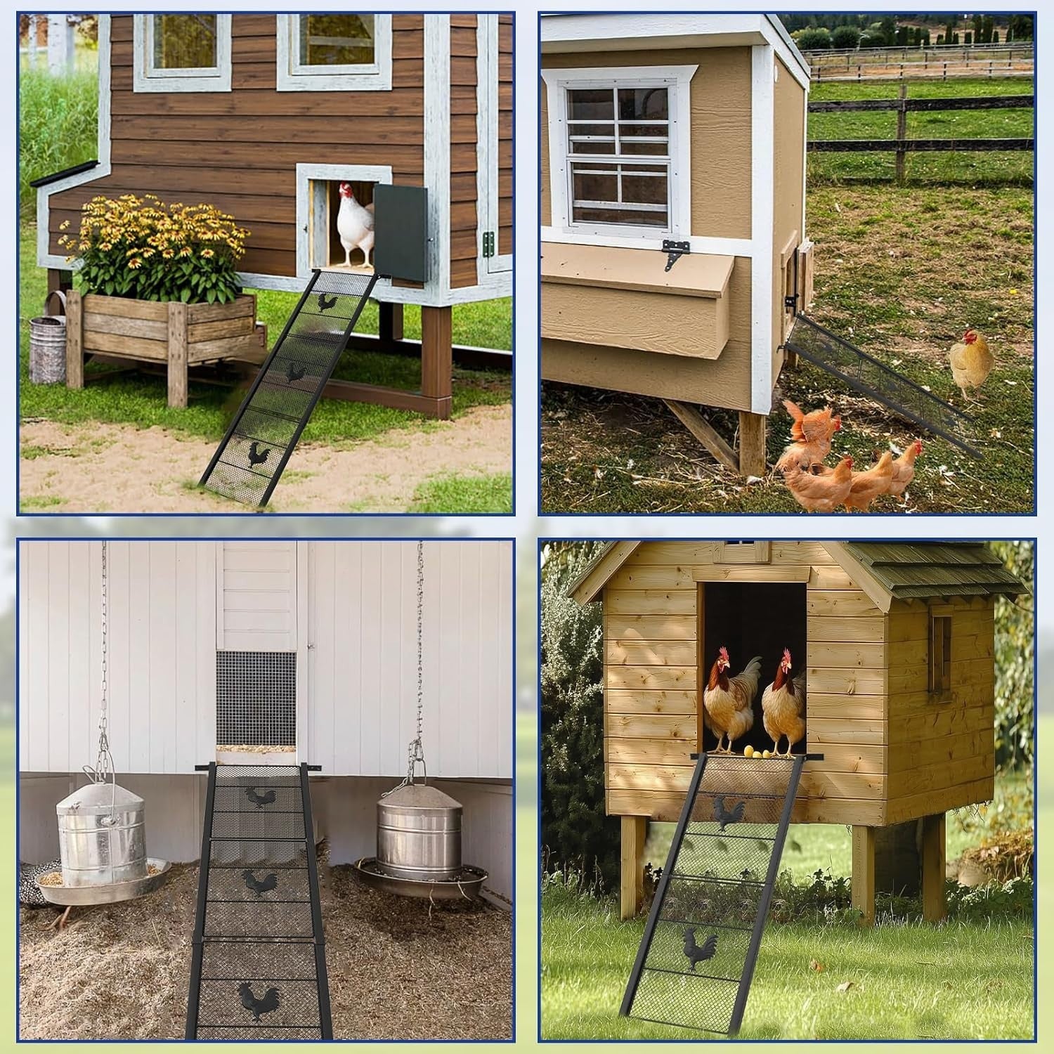 Metal Chicken Coop Ramp Adjustable Non Slip 39in