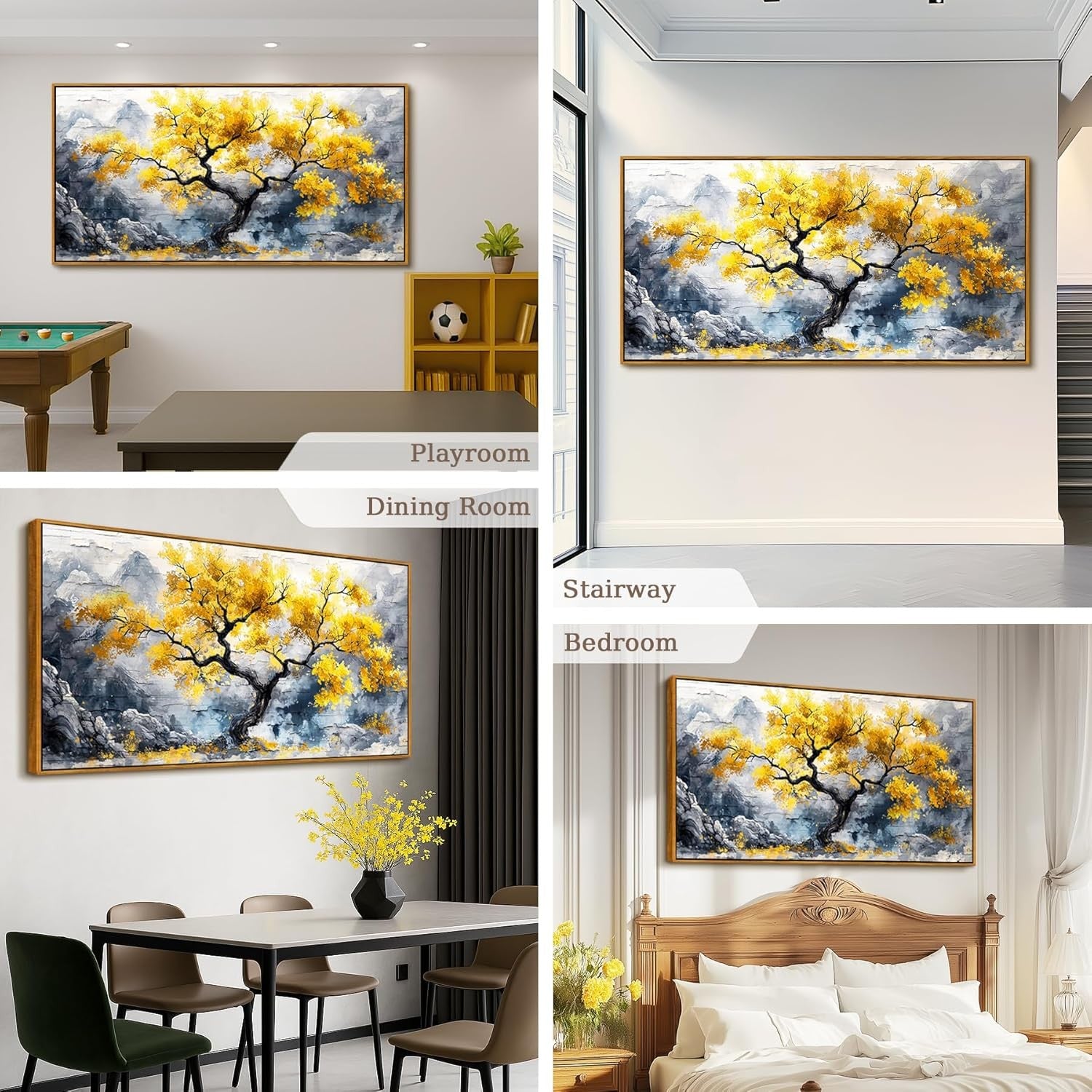 Large Tree of Life Canvas Wall Art Framed Nature Living Room Wall Decor