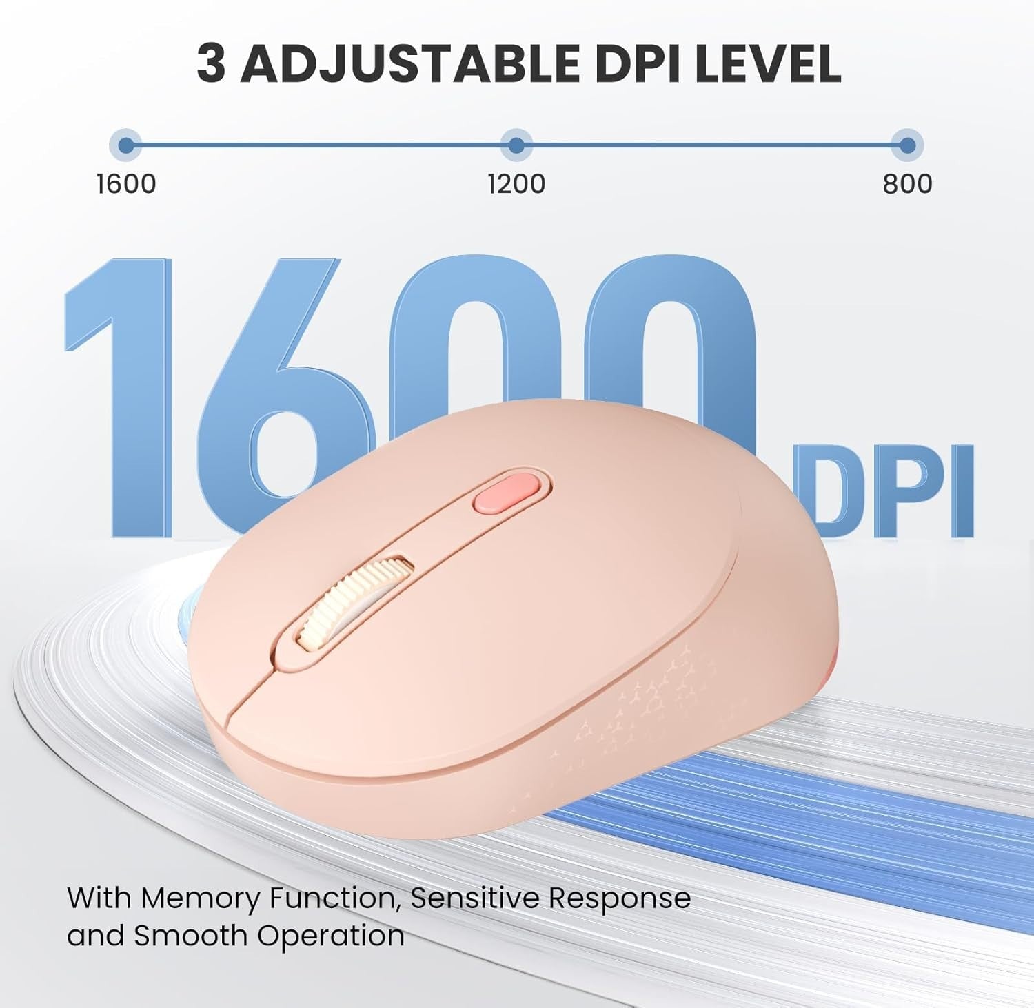 Pink Dual Mode Bluetooth Mouse 1600 DPI Silent Ergonomic Wireless Laptop PC