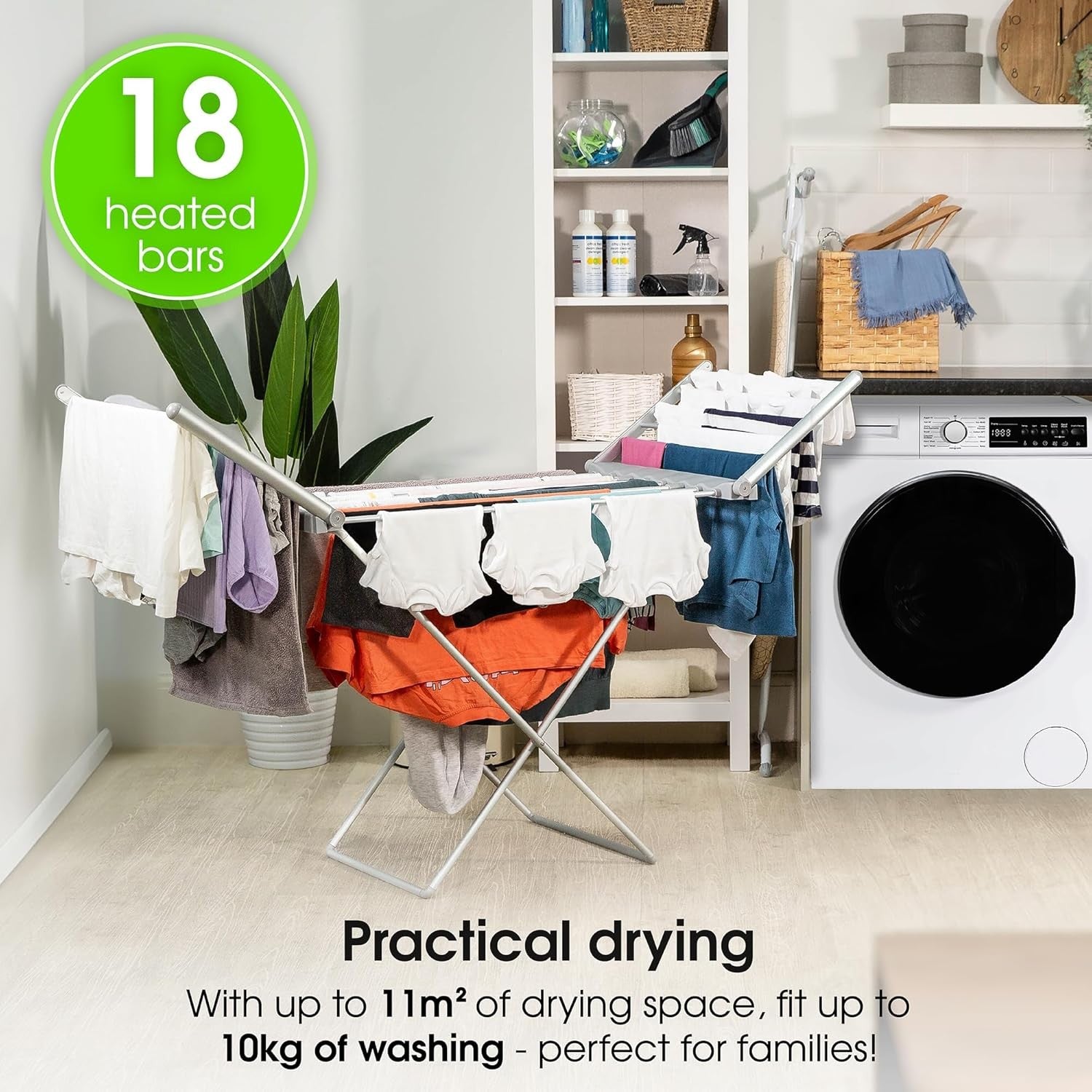 Heated Clothes Airer Electric Folding Drying Rack Indoor Energy Saving