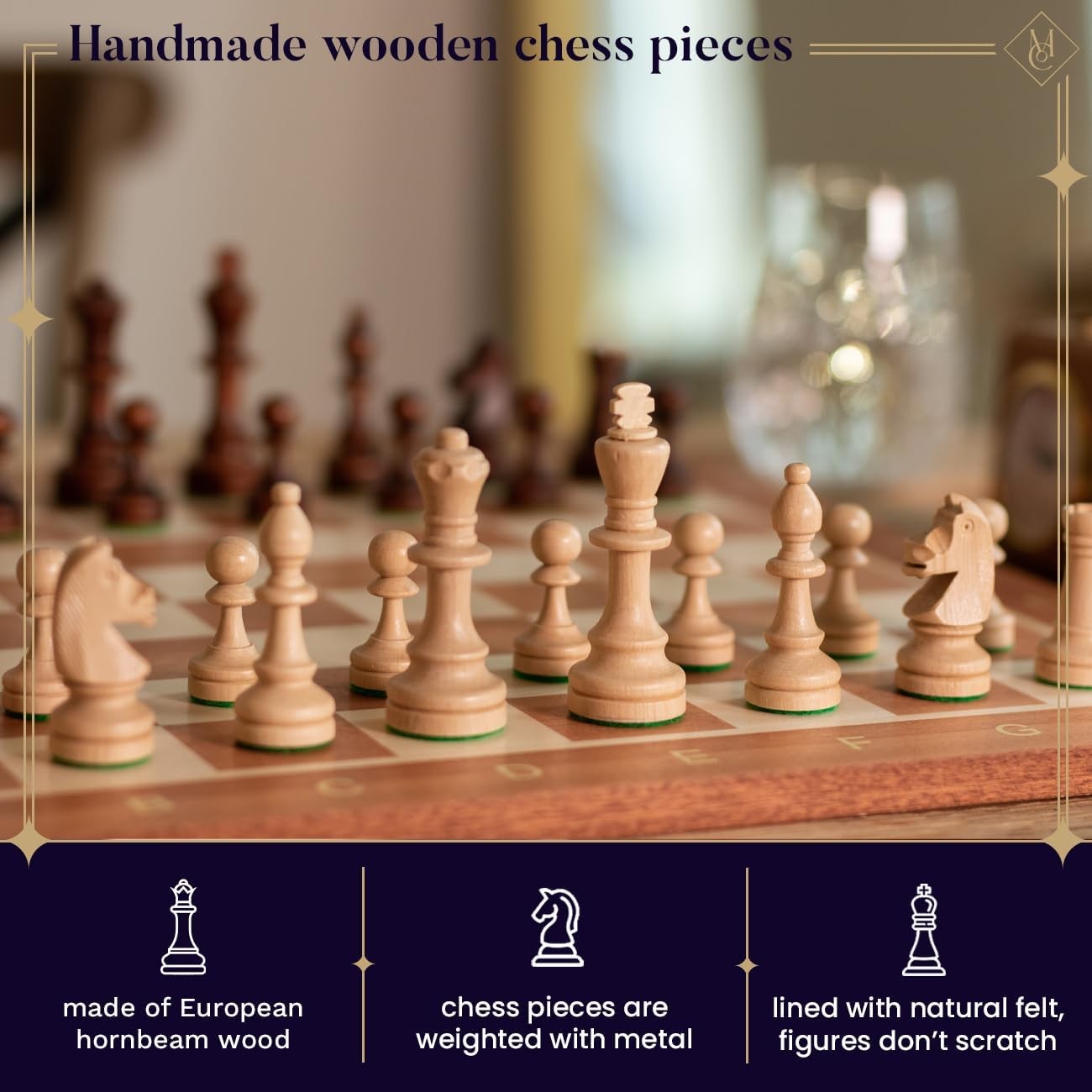 Staunton No.4 Weighted Chess Pieces Set | Luxury Wood Pieces + Mahogany Box