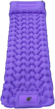Purple Inflatable Camping Sleeping Pad – Foot-Pump, Portable, 190x120x5cm